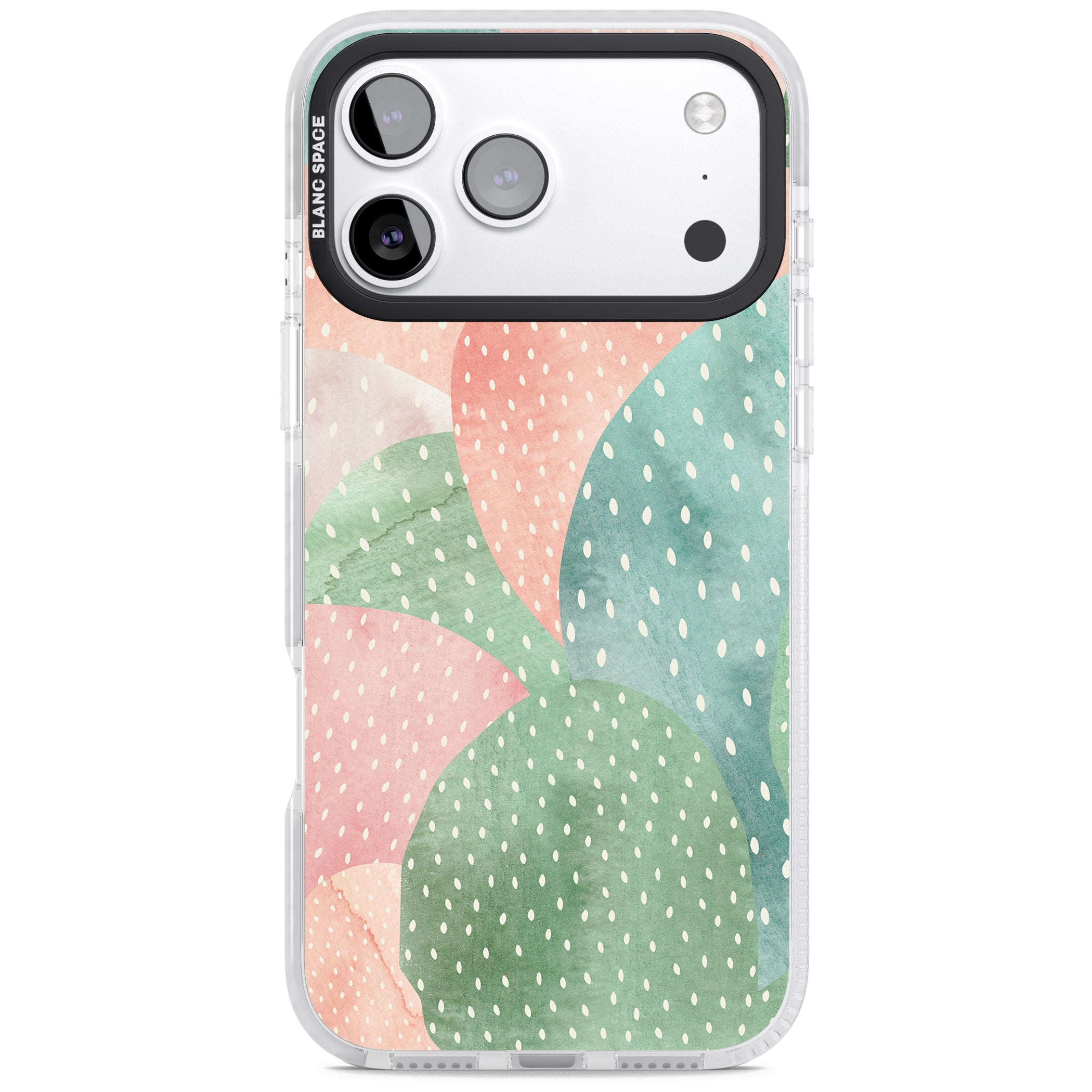 Pastel Cacti Pattern iPhone 17 Pro Impact Clear Phone Case
