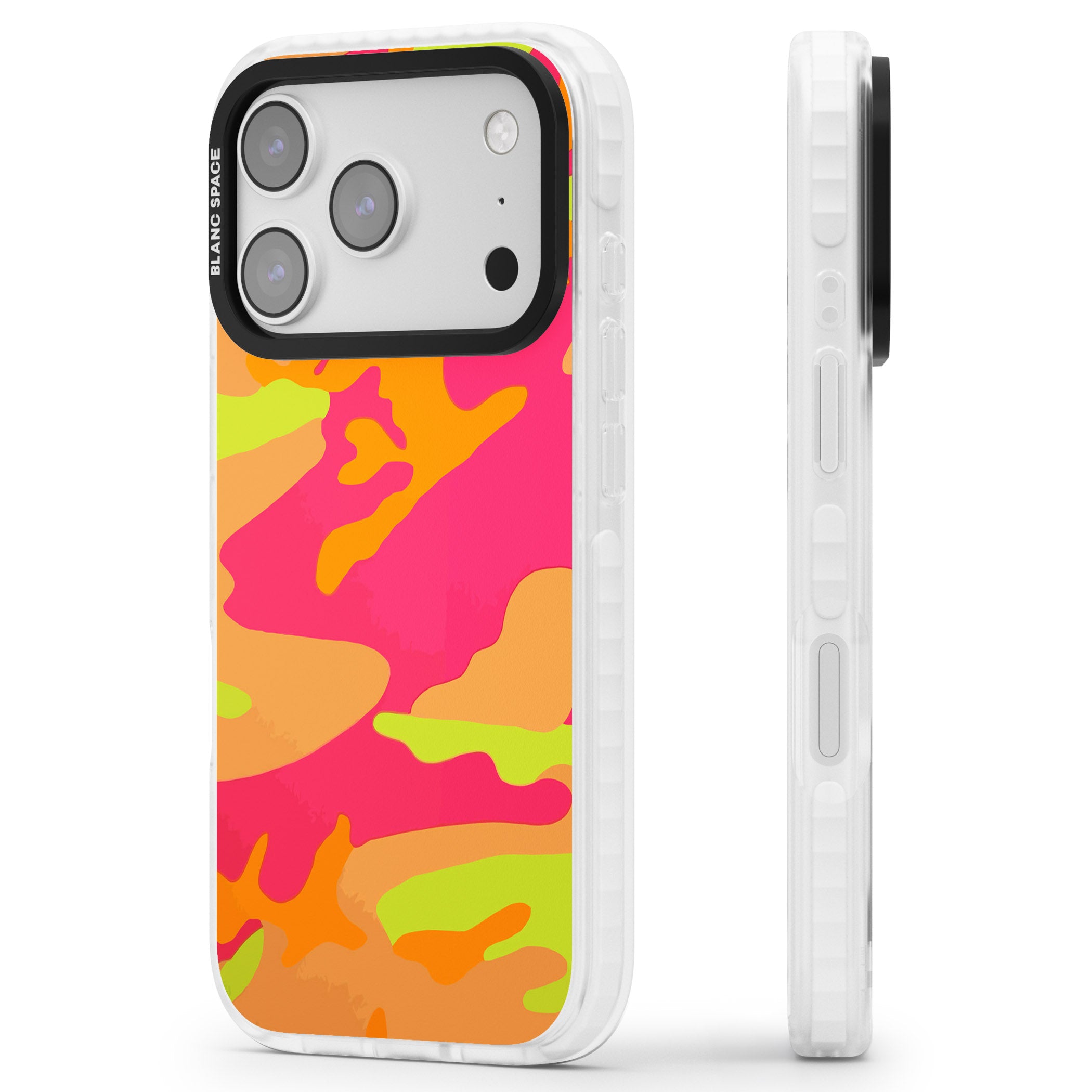 Neon Camo iPhone 17 Pro Impact Clear Phone Case Side Profile