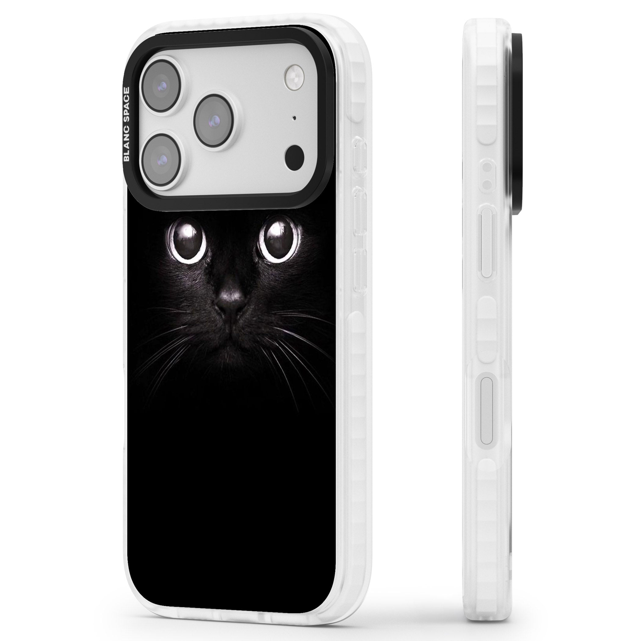 Black Cat iPhone 17 Pro Max Impact Clear Phone Case Side Profile