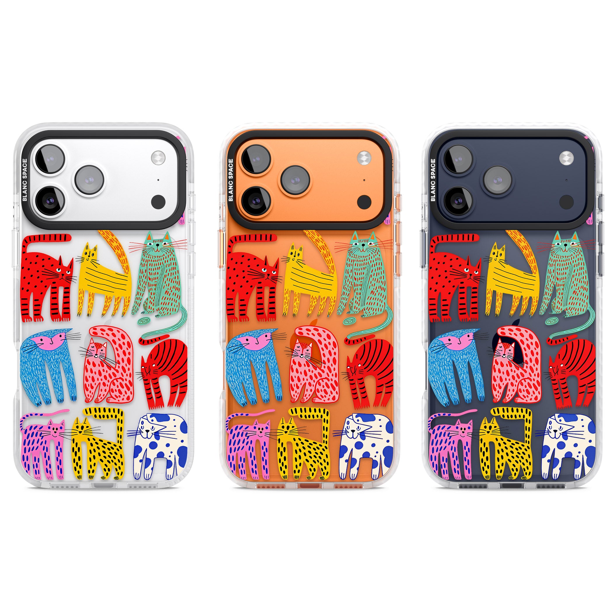 Abstract Colourful Cats iPhone 17 Pro Impact Clear Phone Case APT Impact Protection