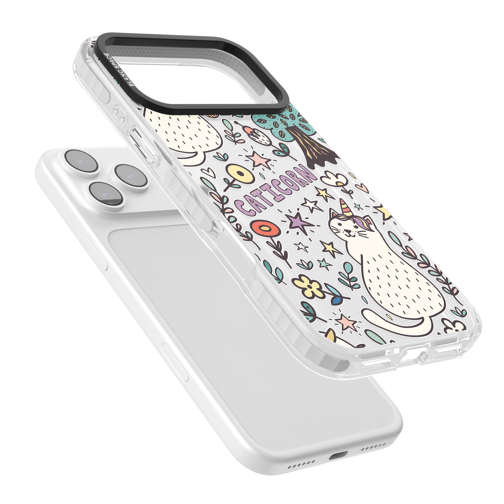 Caticorn Pattern iPhone 17 Pro Impact Clear Phone Case Colours