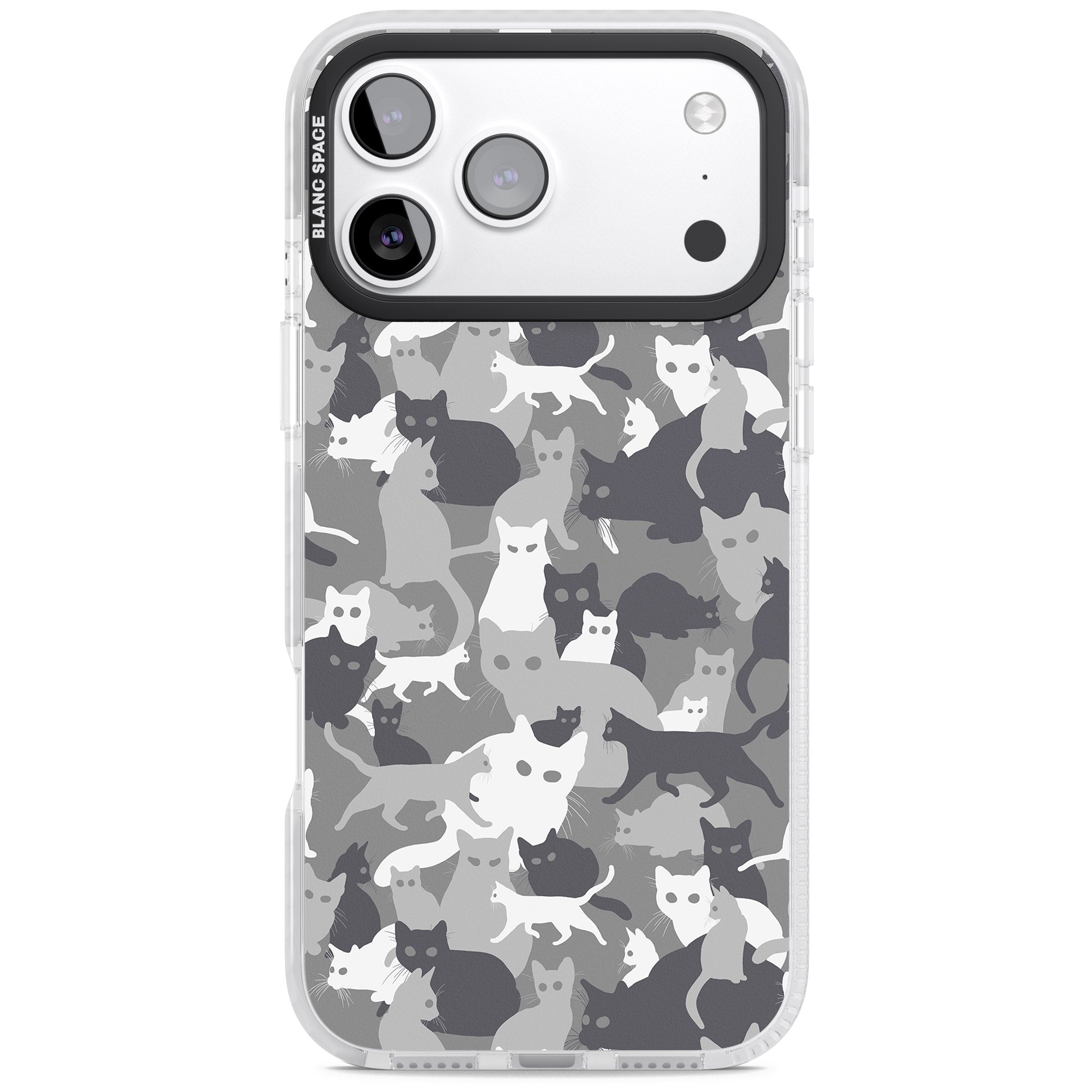 Dark Grey Cat Camouflage iPhone 17 Pro Impact Clear Phone Case