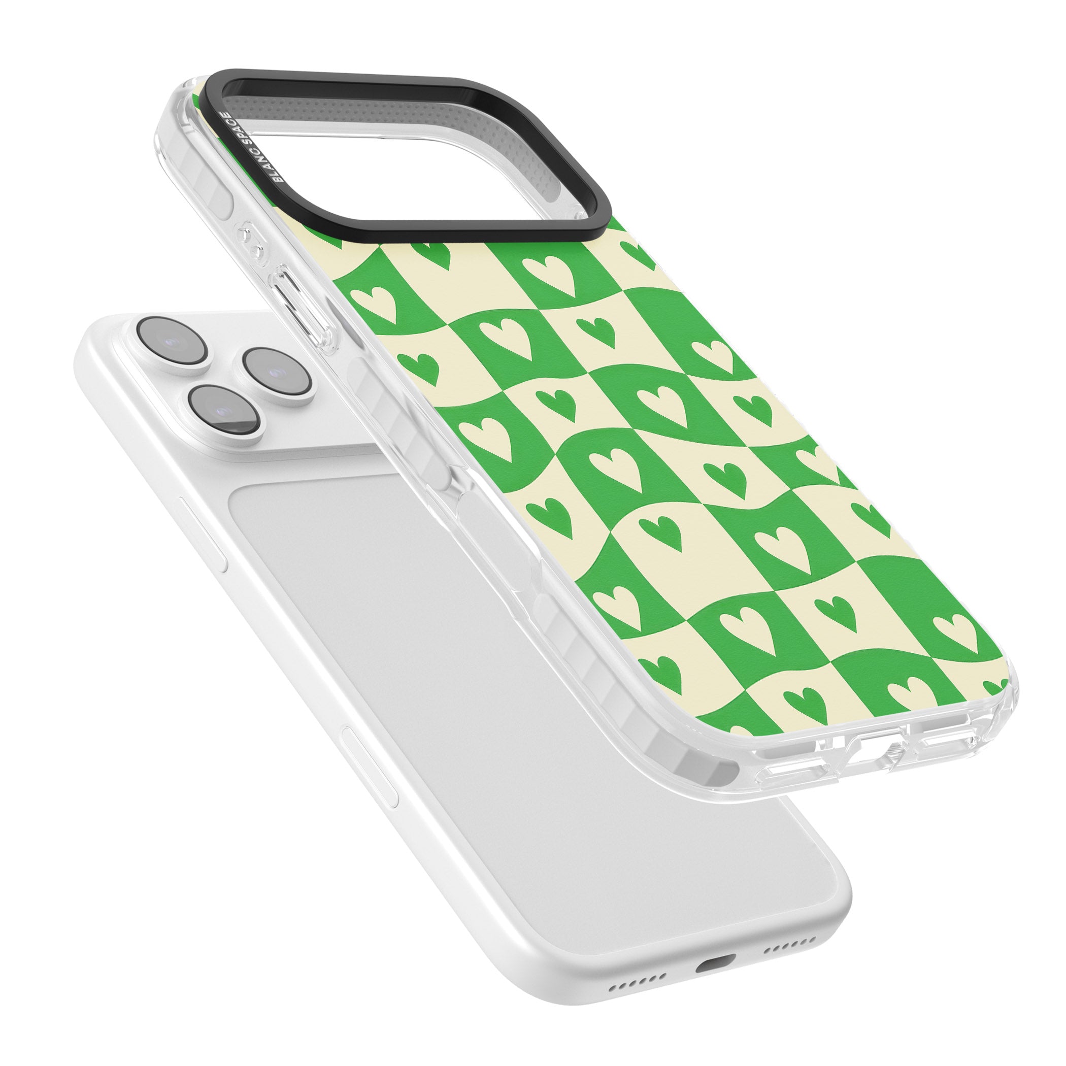 Green Wavy Checked Hearts iPhone 17 Pro Impact Clear Phone Case Colours
