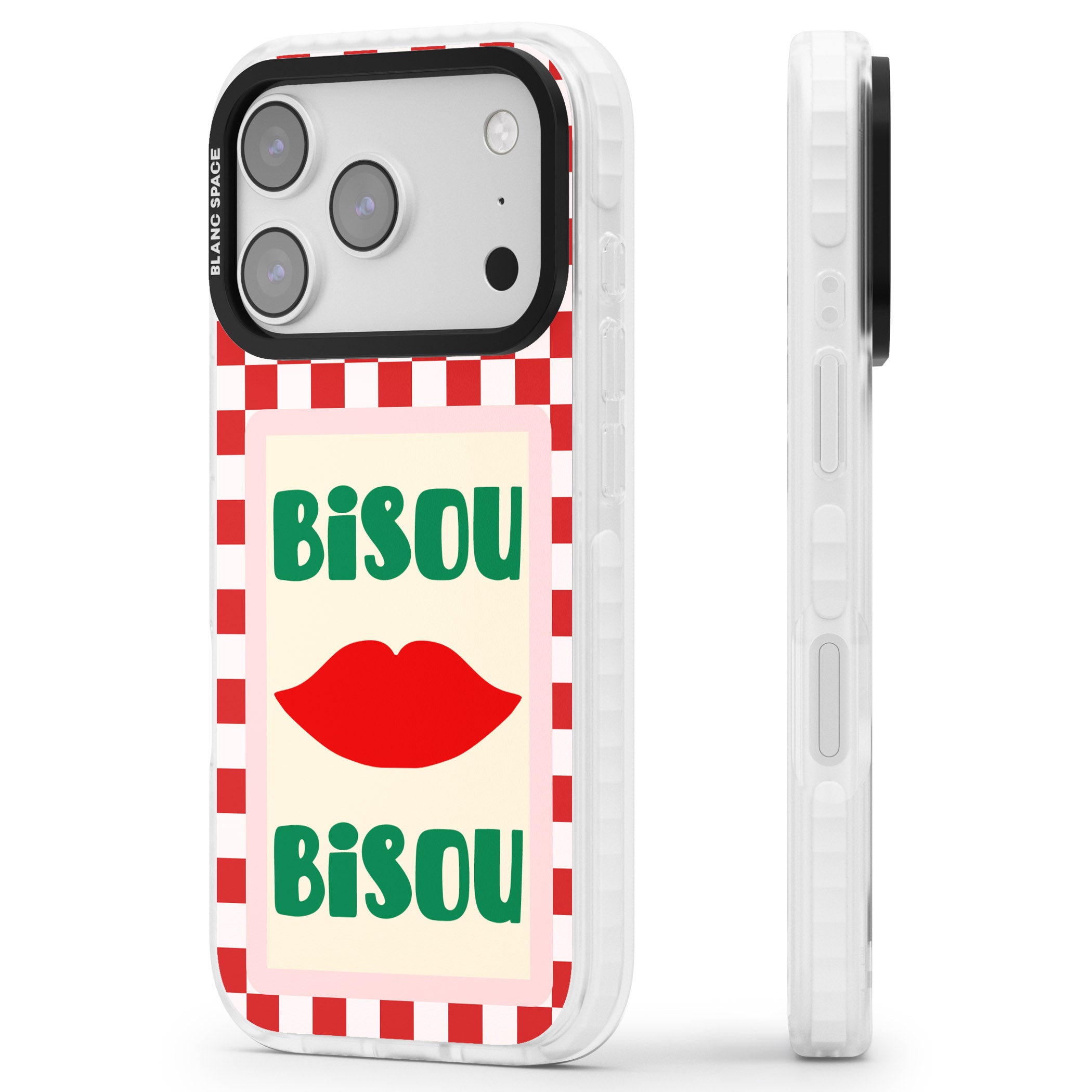 Bisou iPhone 17 Pro Impact Clear Phone Case Side Profile