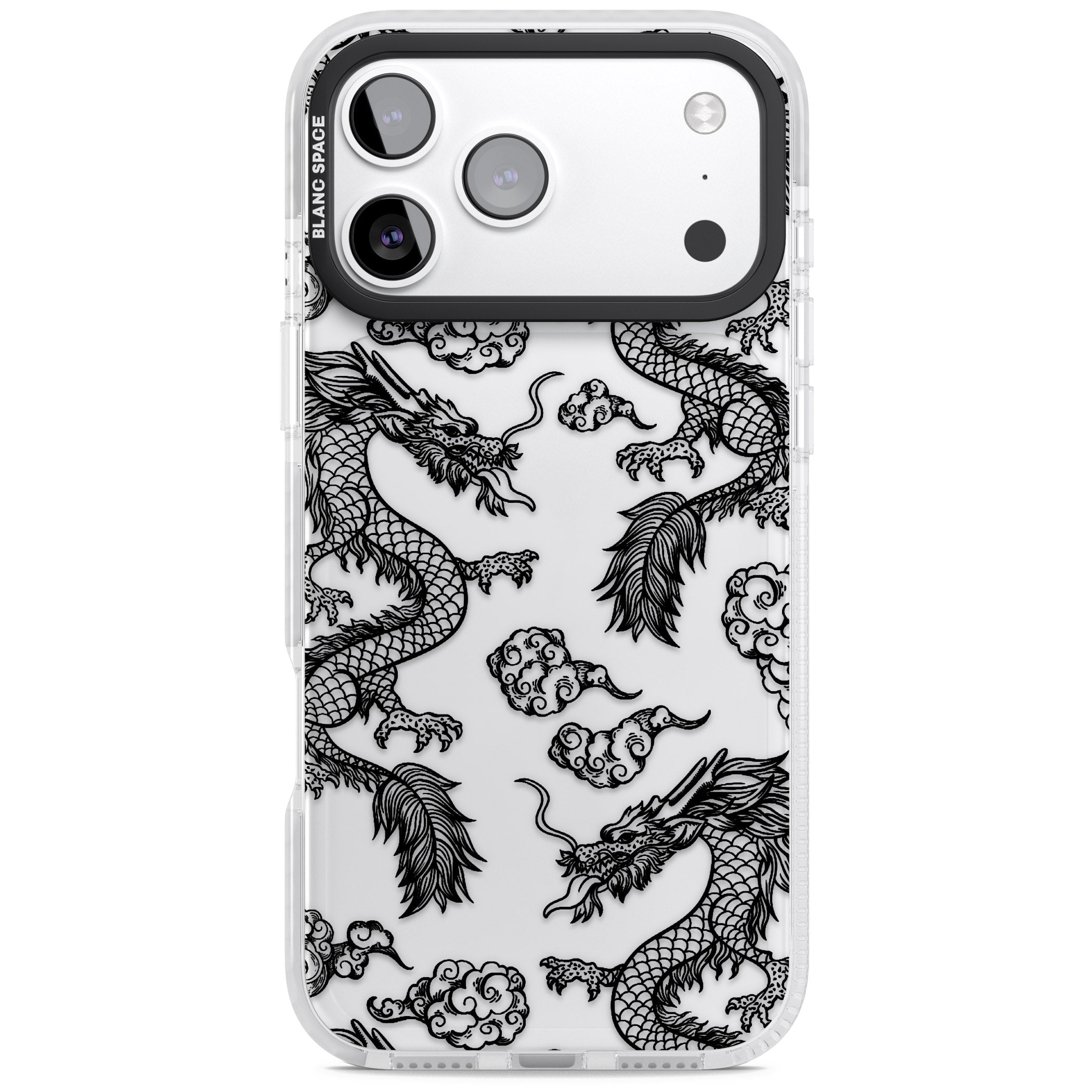 Black Dragon Pattern iPhone 17 Pro Max Impact Clear Phone Case