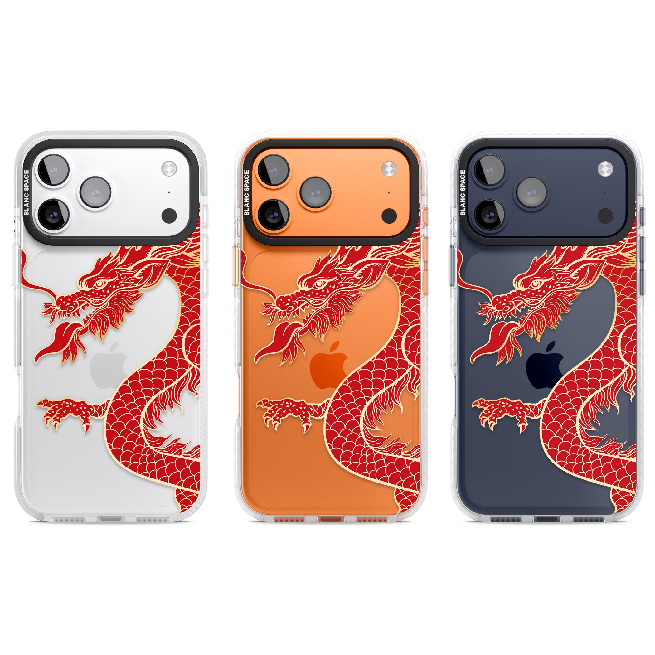 Large Red Dragon iPhone 17 Pro Impact Clear Phone Case APT Impact Protection