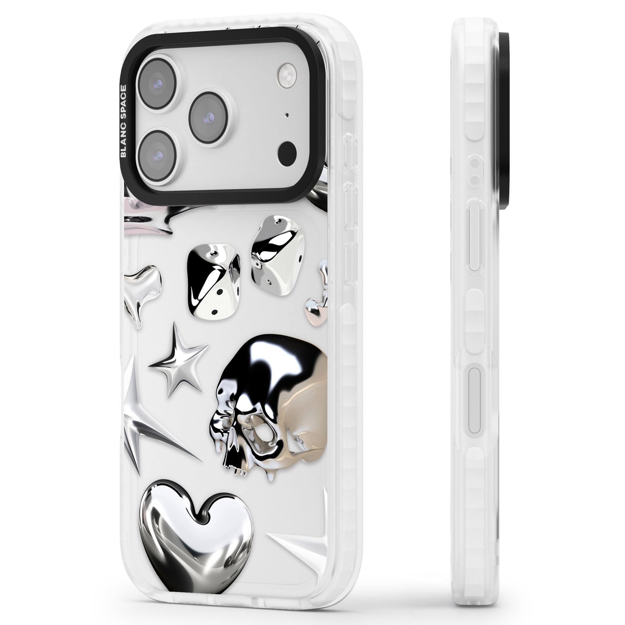 Chromed iPhone 17 Pro Impact Clear Phone Case Side Profile