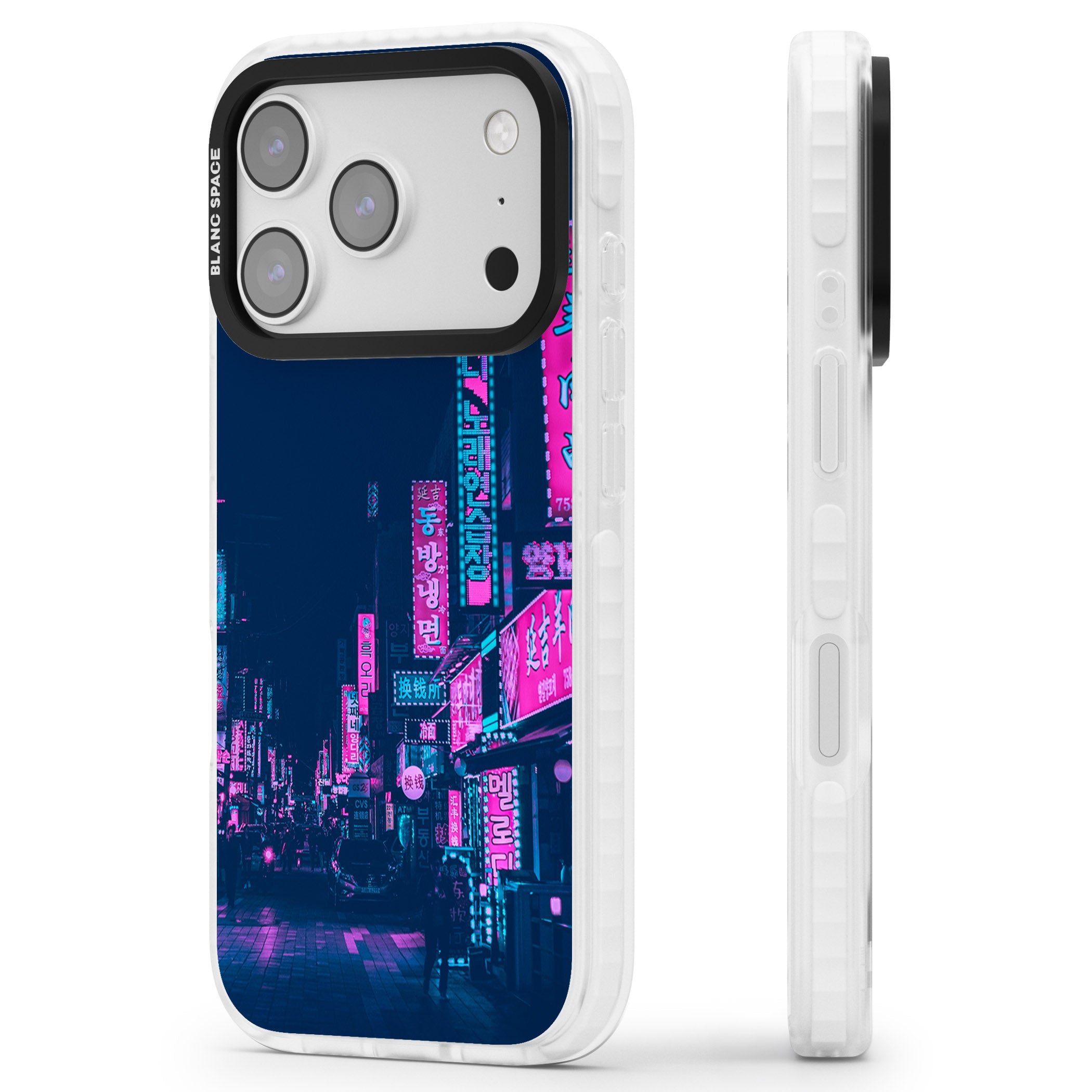 Neon Nights iPhone 17 Pro Impact Clear Phone Case Side Profile