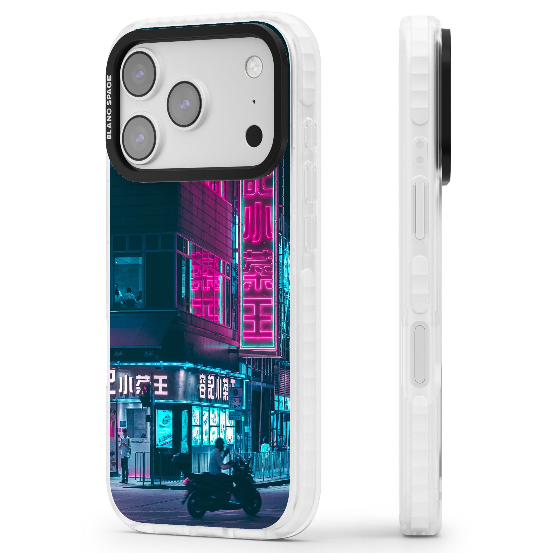 Neon City Ride iPhone 17 Pro Impact Clear Phone Case Side Profile