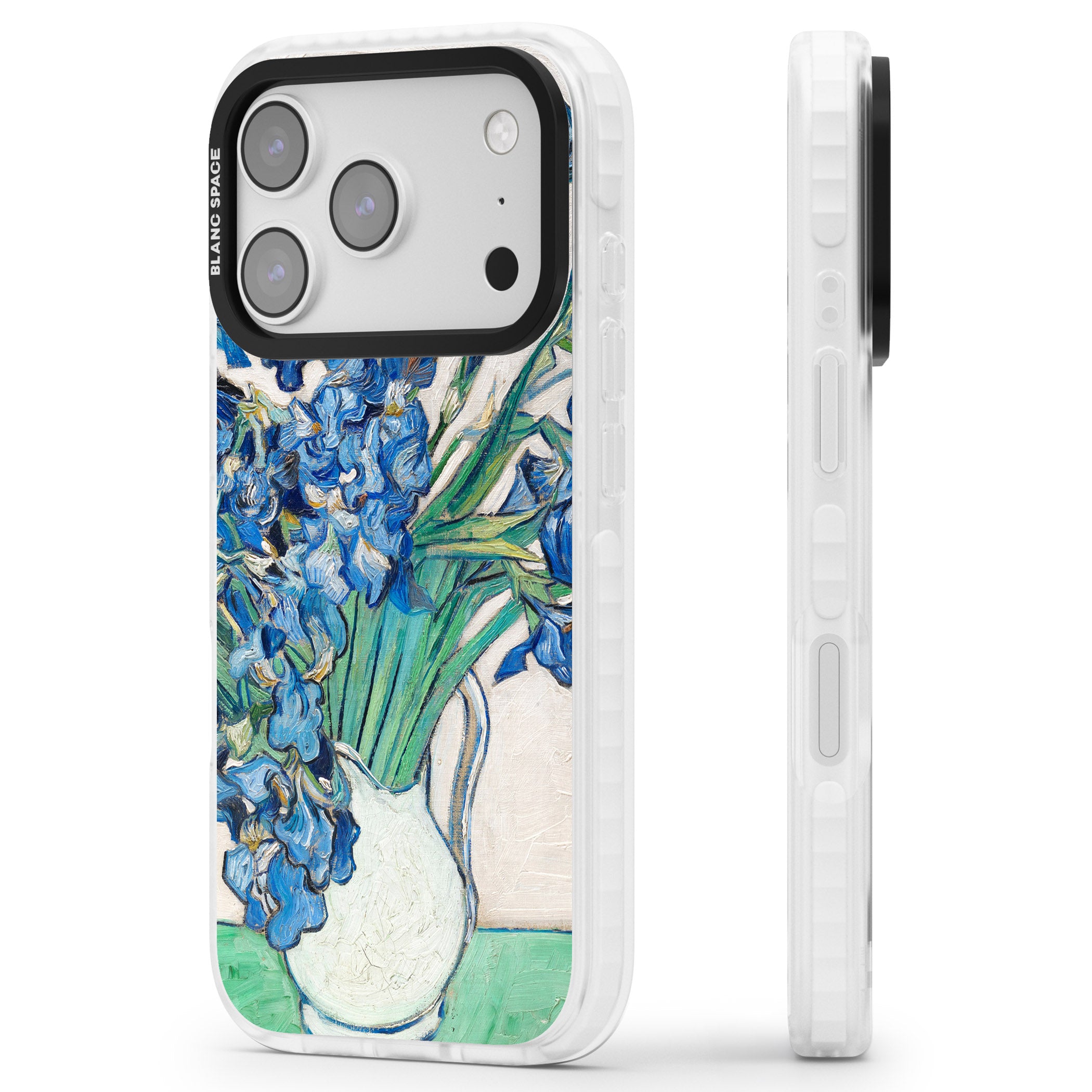 Irises By Vincent Van Gogh iPhone 17 Pro Max Impact Clear Phone Case Side Profile