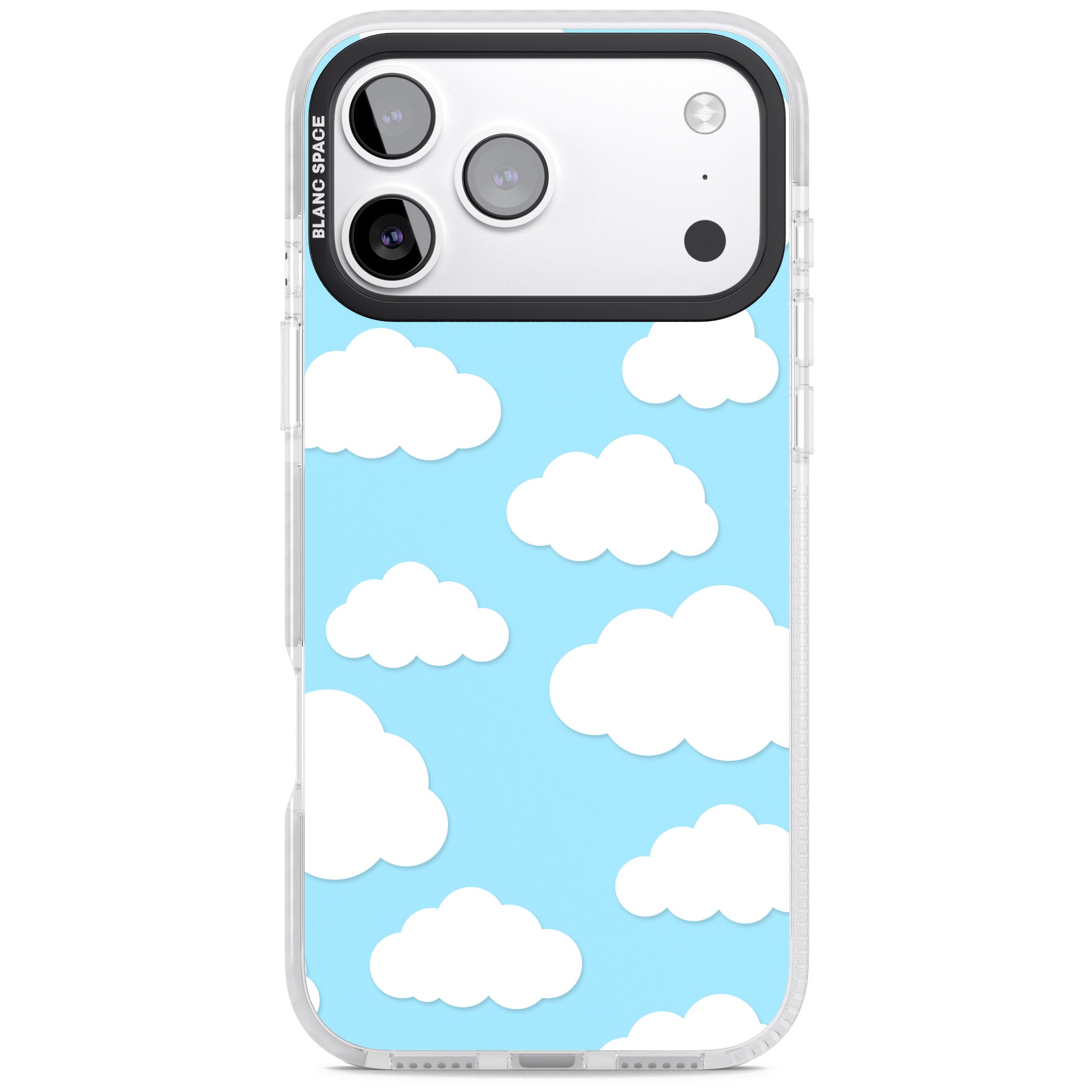 Blue Sky & Clouds Pattern iPhone 17 Pro Impact Clear Phone Case