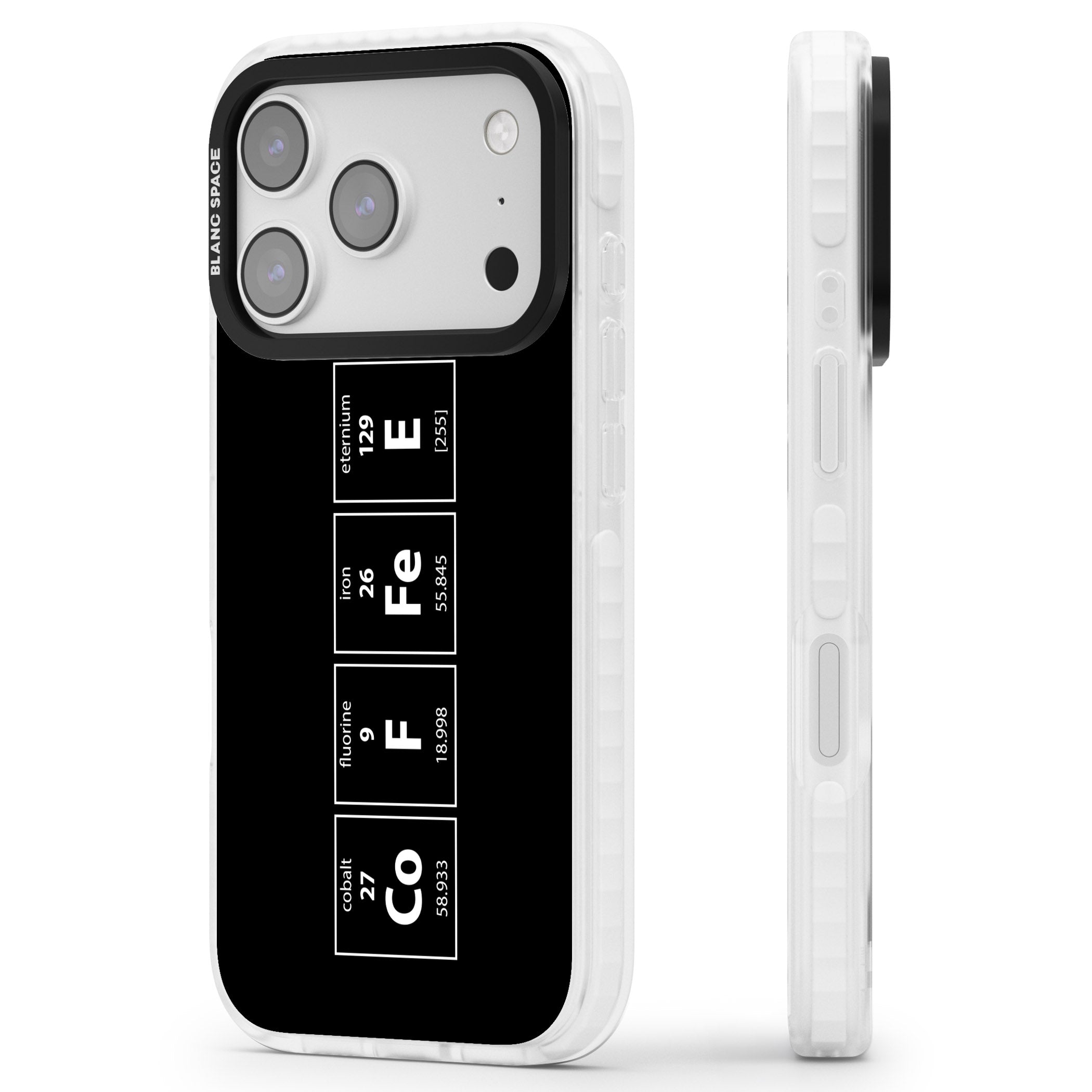 Coffee Element (Black) iPhone 17 Pro Max Impact Clear Phone Case Side Profile