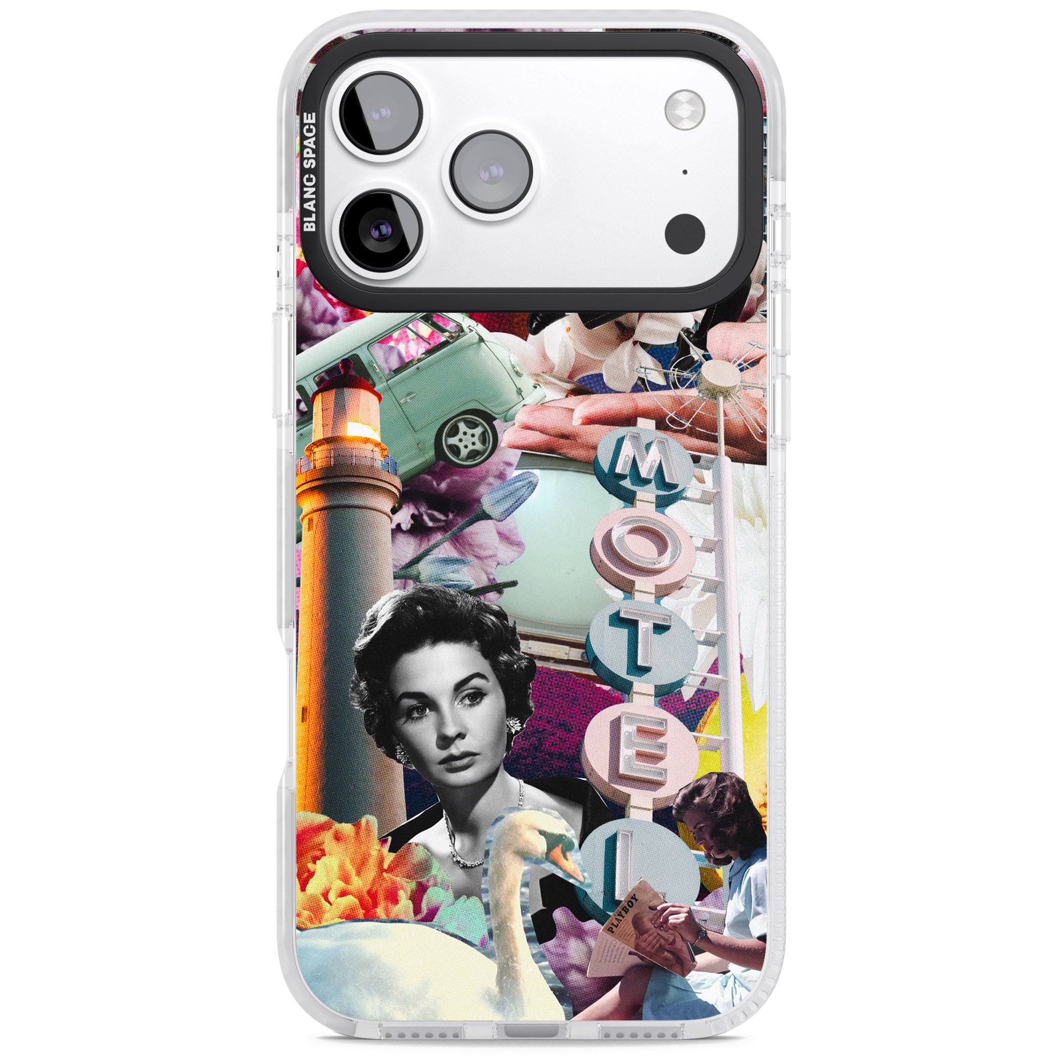 Retro Motel Collage iPhone 17 Pro Impact Clear Phone Case