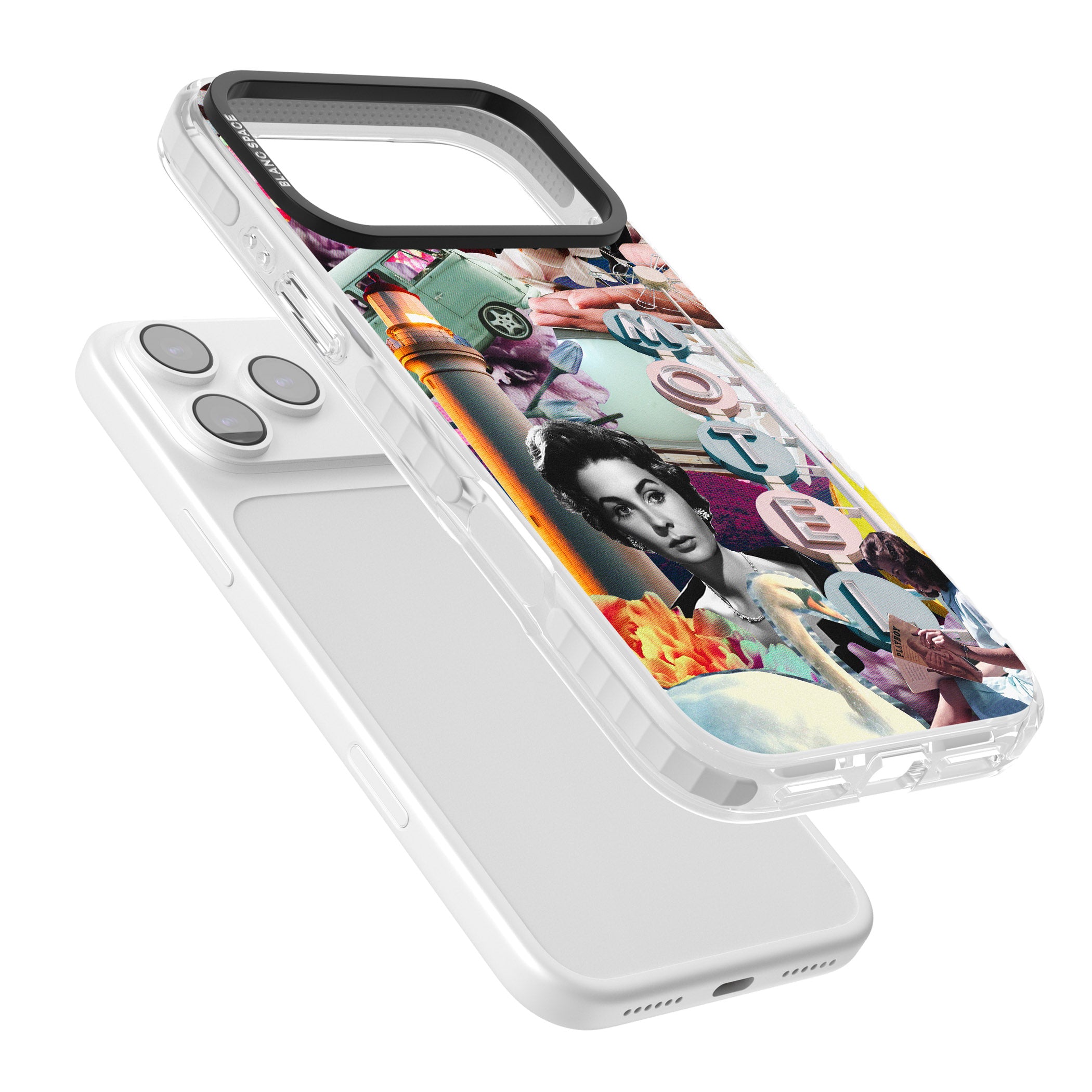 Retro Motel Collage iPhone 17 Pro Impact Clear Phone Case Colours