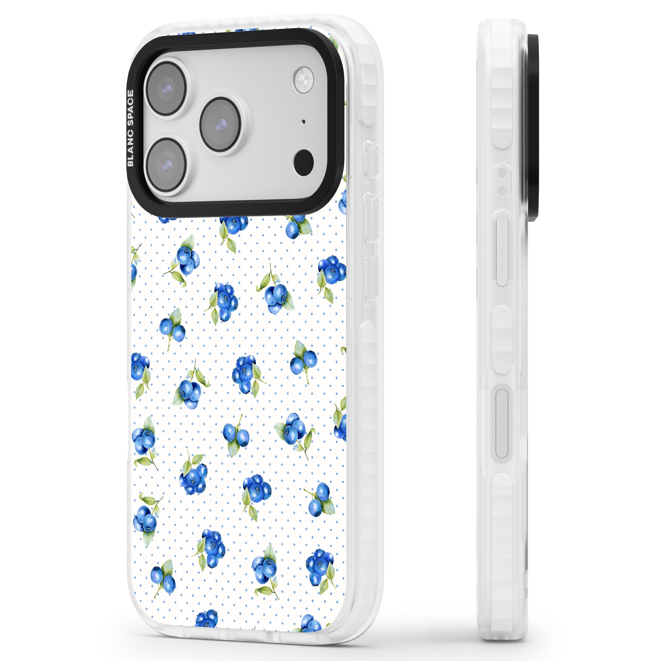Blueberry Picnic iPhone 17 Pro Max Impact Clear Phone Case Side Profile