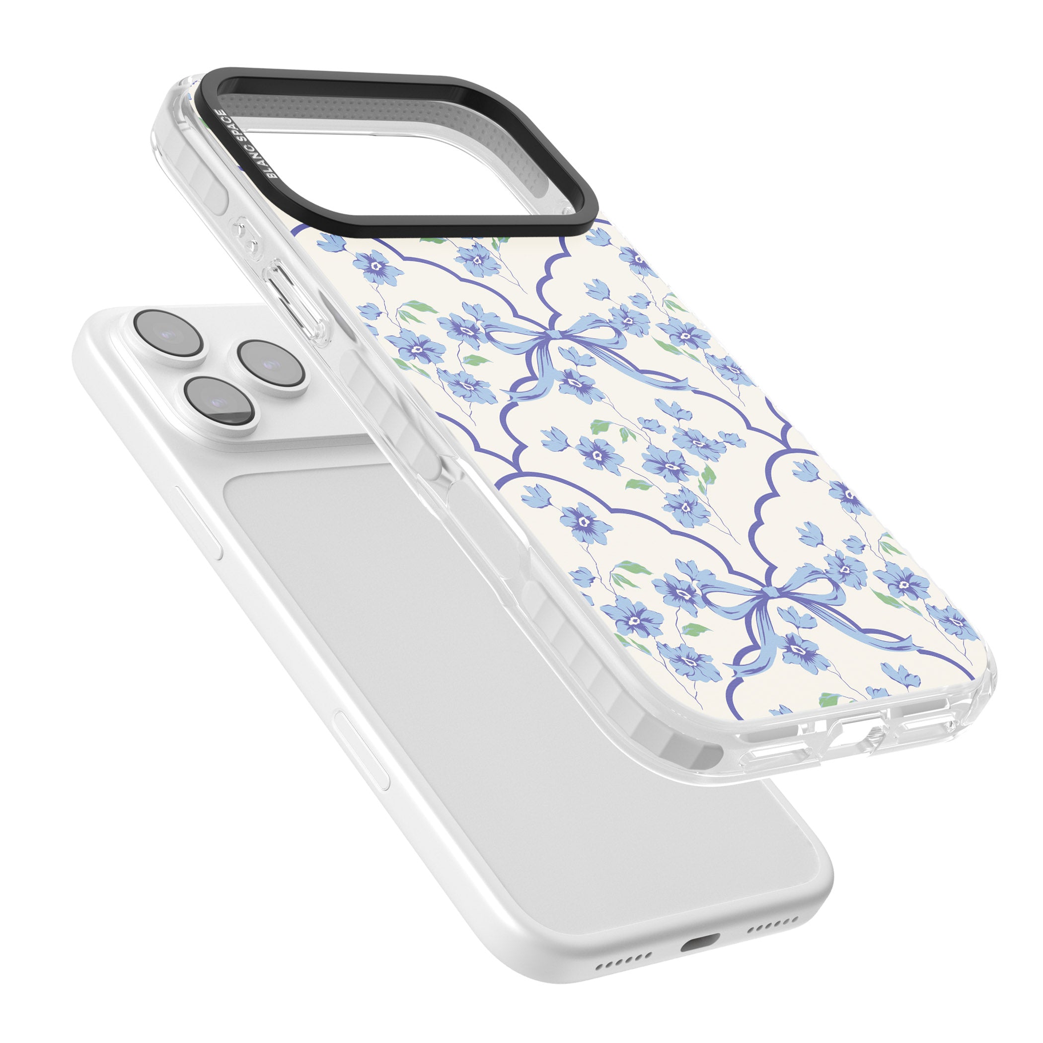 Blue Cottage Floral iPhone 17 Pro Impact Clear Phone Case Colours