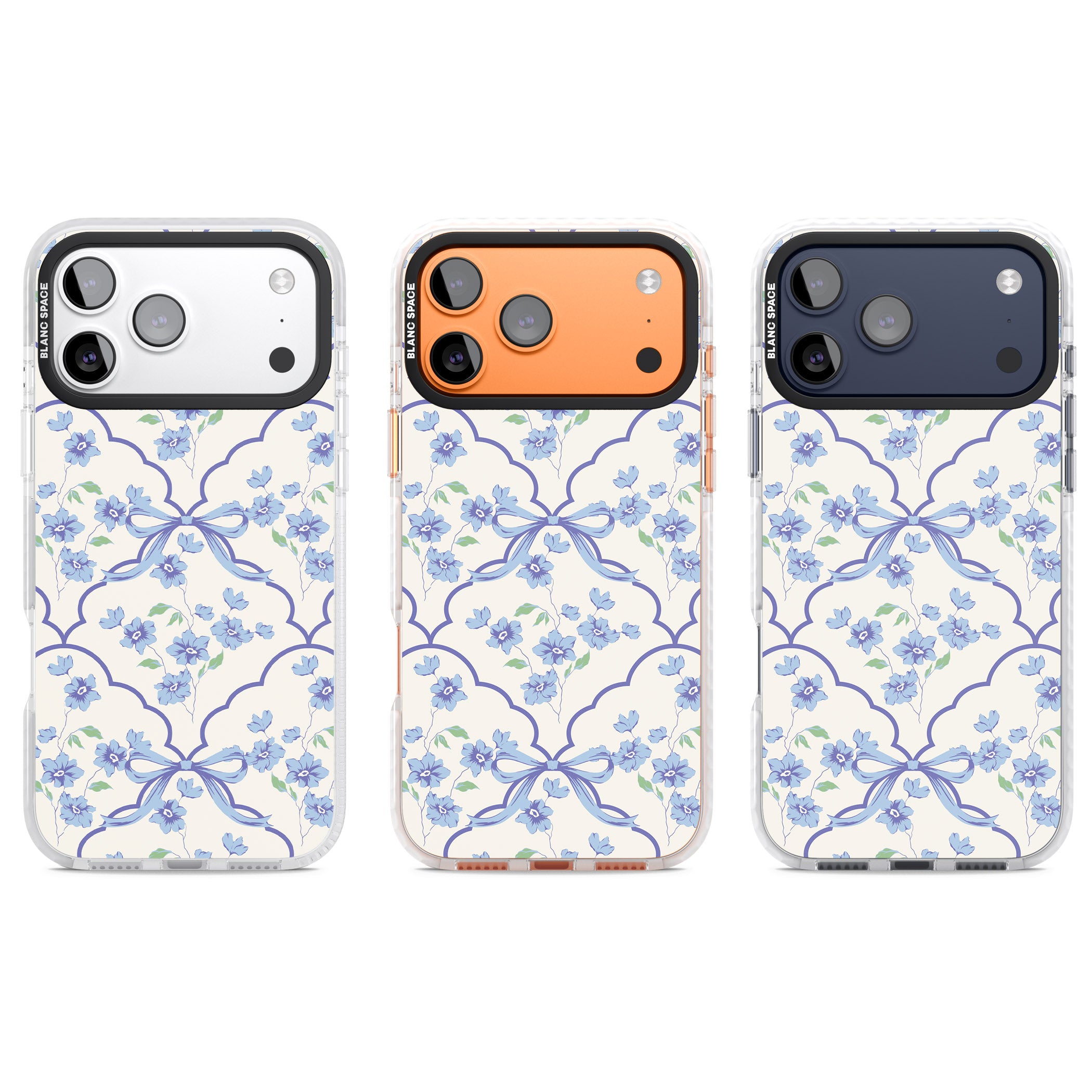 Blue Cottage Floral iPhone 17 Pro Impact Clear Phone Case APT Impact Protection