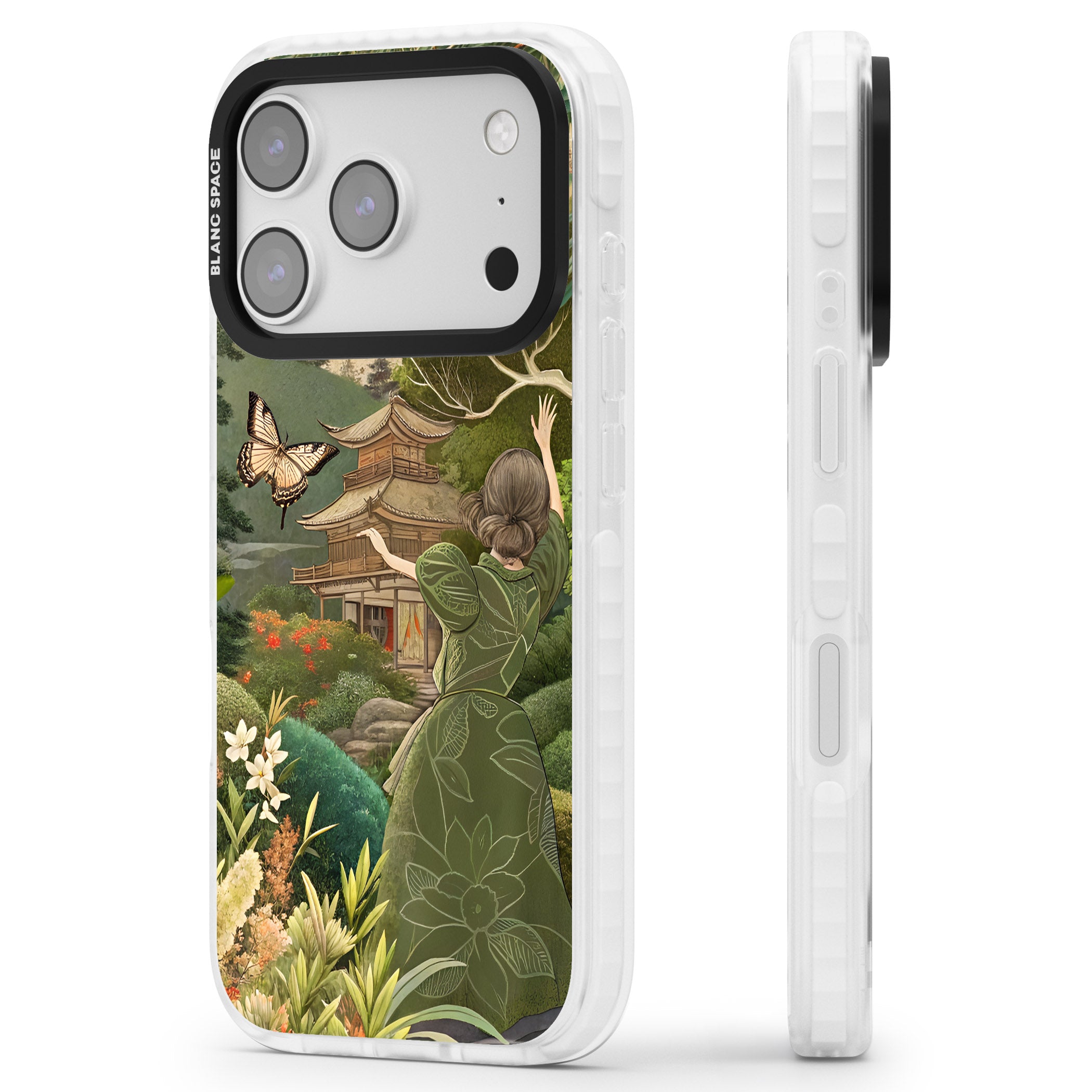 Japanese Nature iPhone 17 Pro Impact Clear Phone Case Side Profile