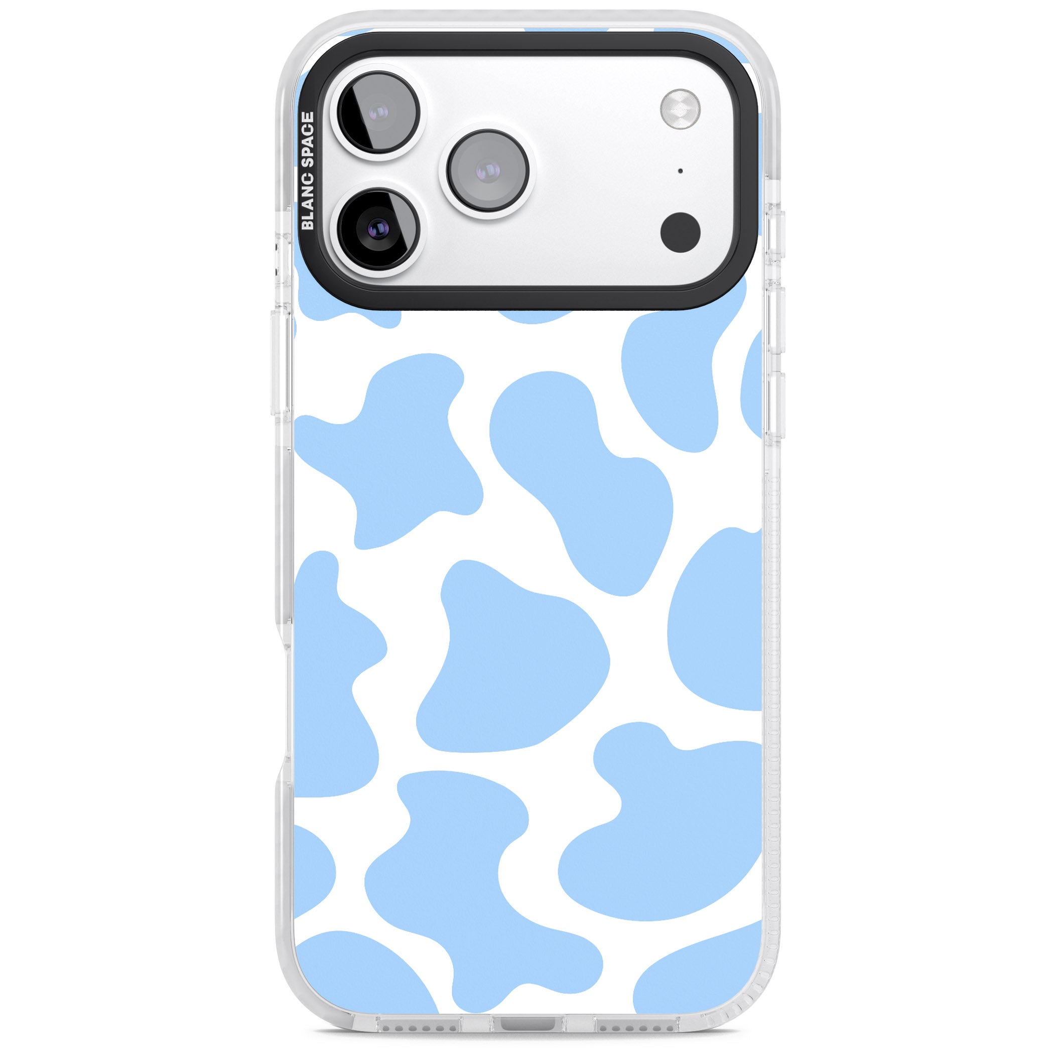 Blue And White Cow Print iPhone 17 Pro Impact Clear Phone Case