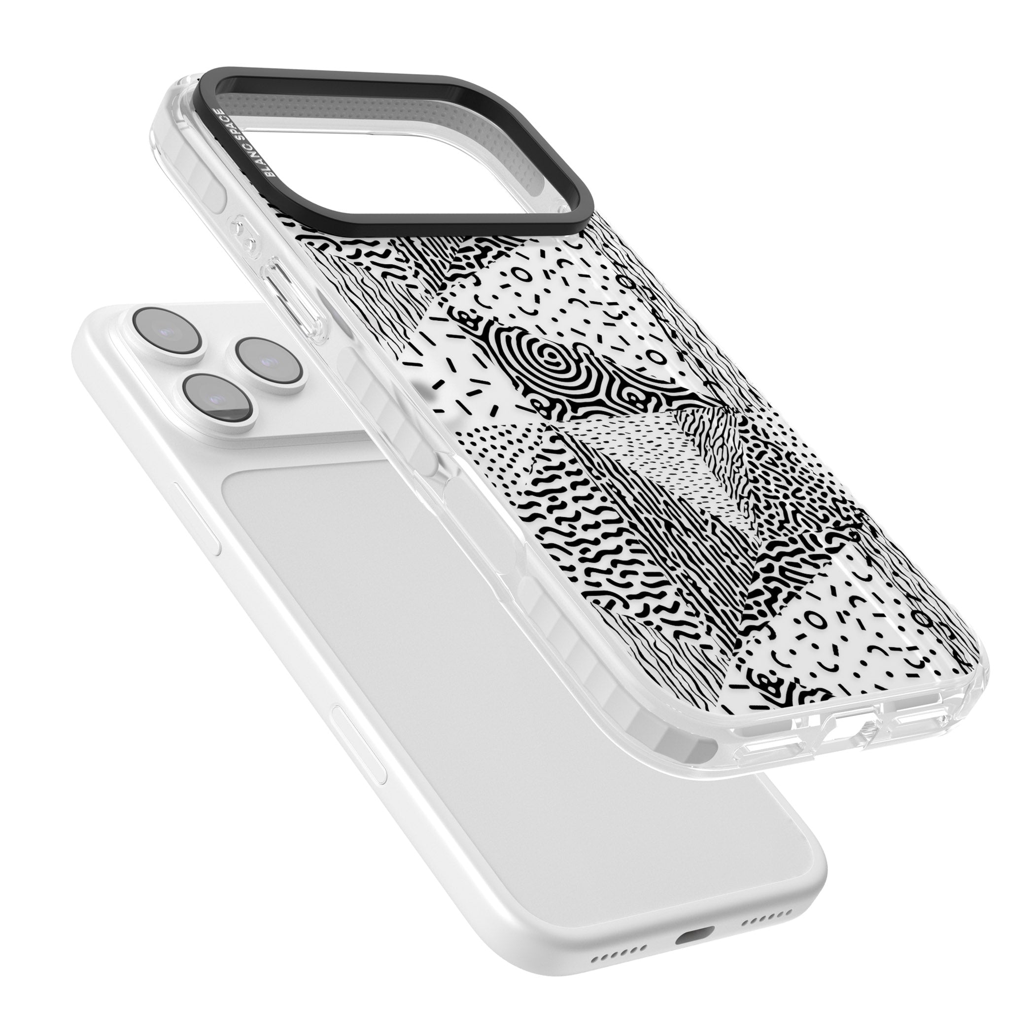 Monochrome Pattern iPhone 17 Pro Max Impact Clear Phone Case Colours