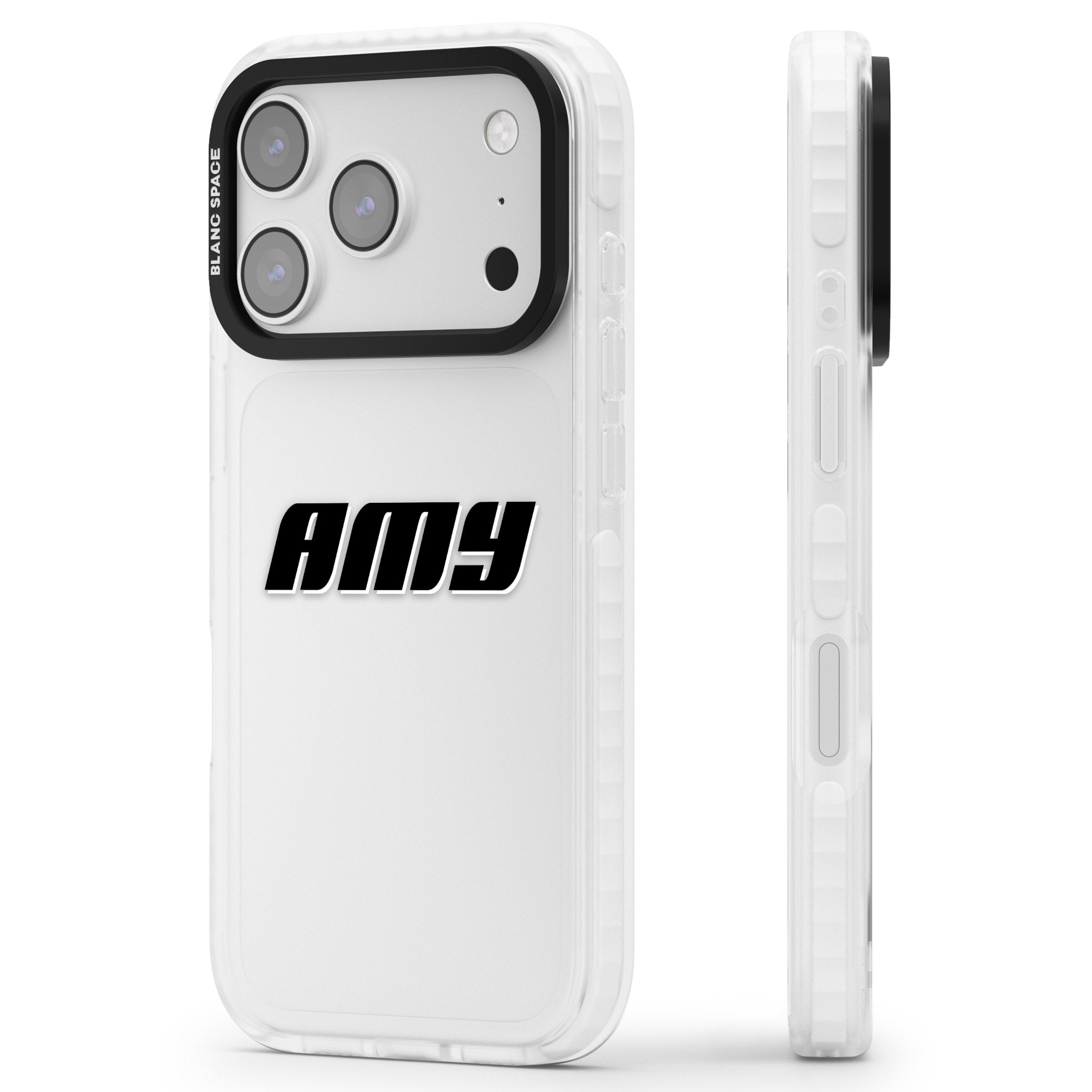 Personalised Bold Name iPhone 17 Pro Max Impact Clear Phone Case Side Profile