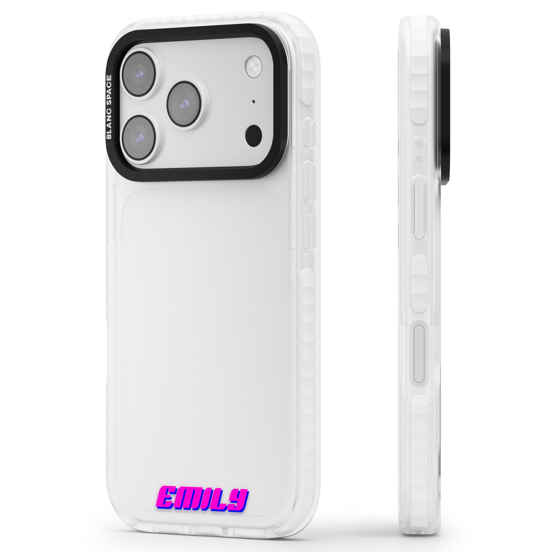 Personalised Cool Bottom Name iPhone 17 Pro Impact Clear Phone Case Side Profile