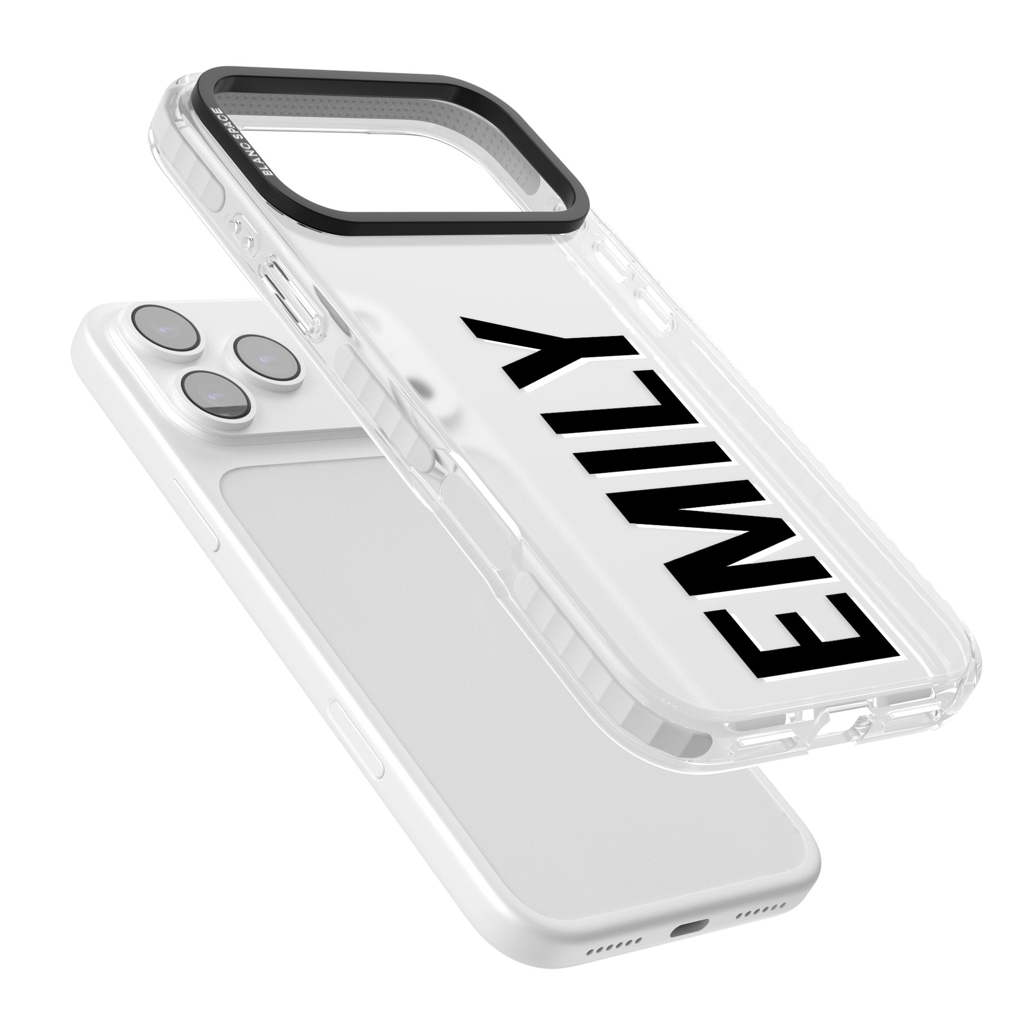 Personalised Vertical Name iPhone 17 Pro Max Impact Clear Phone Case Colours