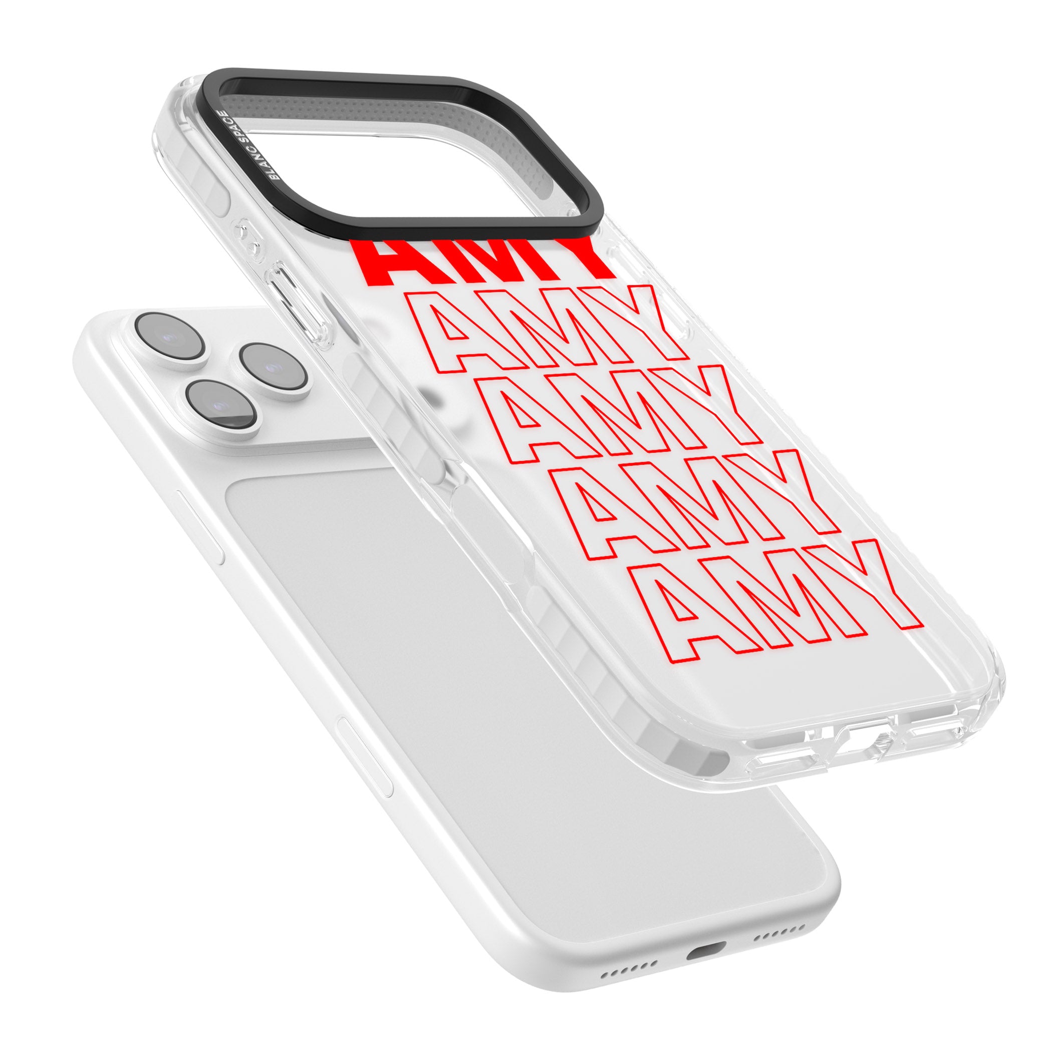 Personalised Bold Name Repeat iPhone 17 Pro Max Impact Clear Phone Case Colours