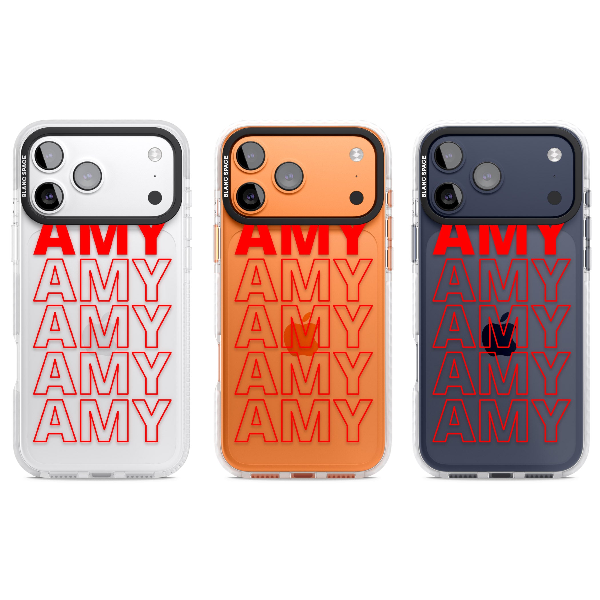 Personalised Bold Name Repeat iPhone 17 Pro Impact Clear Phone Case APT Impact Protection