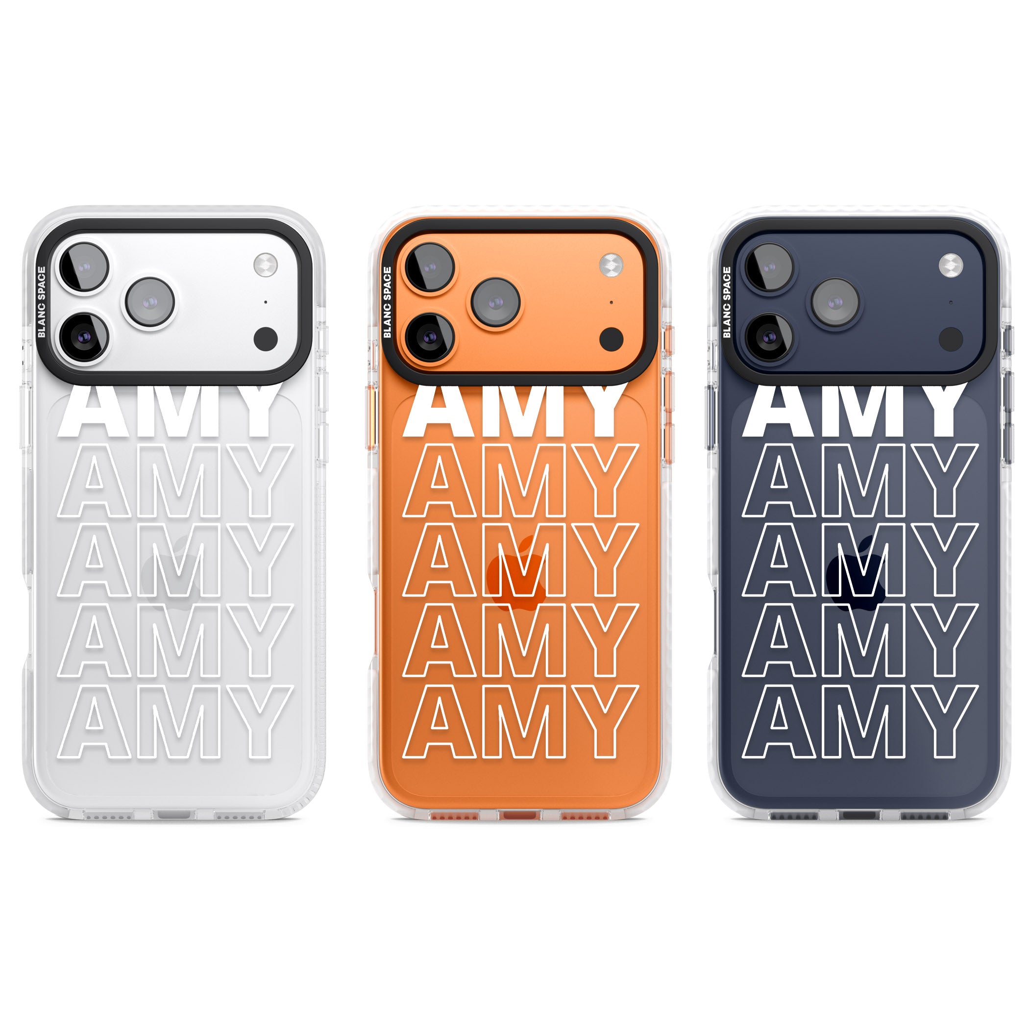 Personalised Bold Name Repeated iPhone 17 Pro Impact Clear Phone Case APT Impact Protection