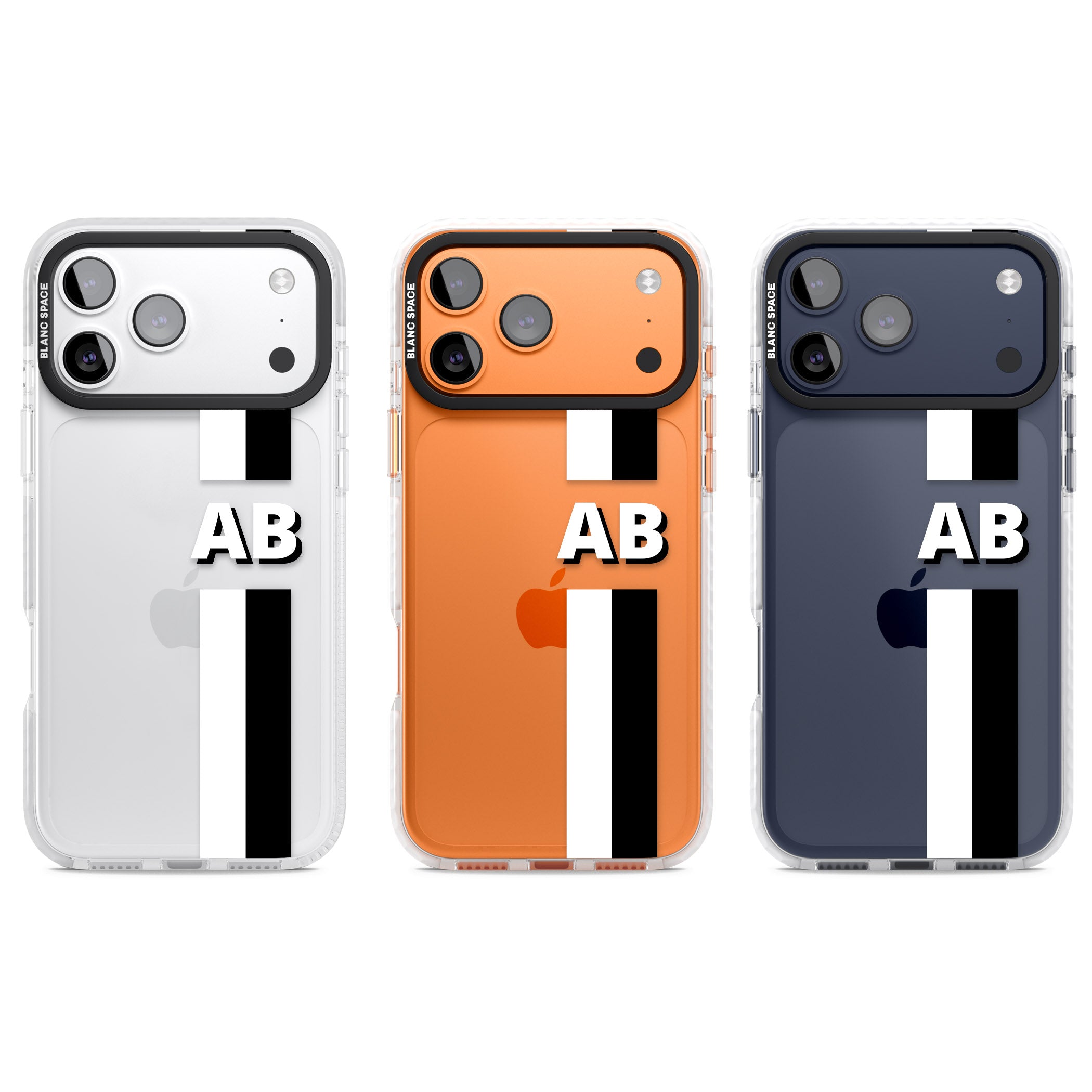 Personalised Bold Two Stripe Name iPhone 17 Pro Impact Clear Phone Case APT Impact Protection