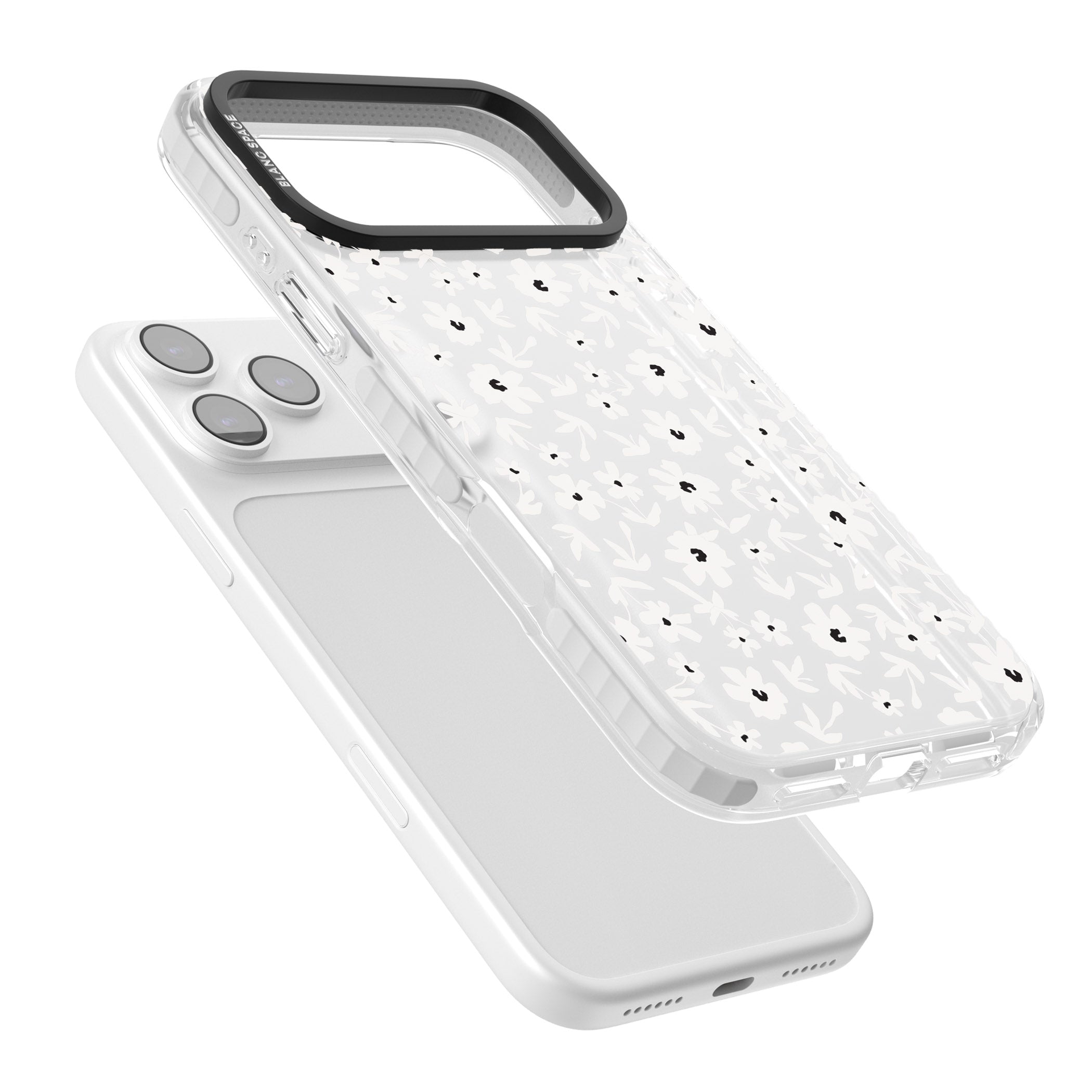 Monochrome Floral iPhone 17 Pro Impact Clear Phone Case Colours