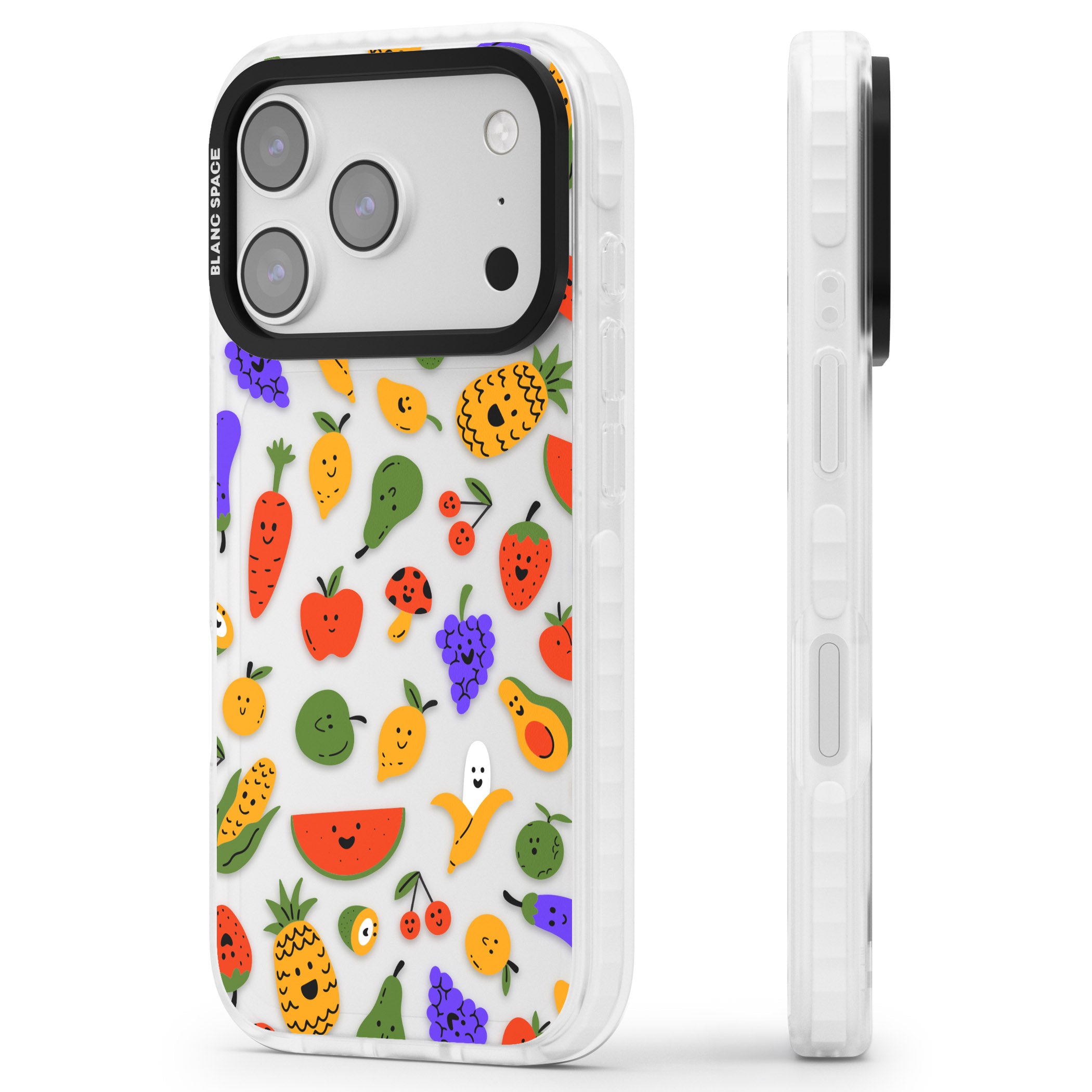 Playful Fruit Kawaii iPhone 17 Pro Max Impact Clear Phone Case Side Profile