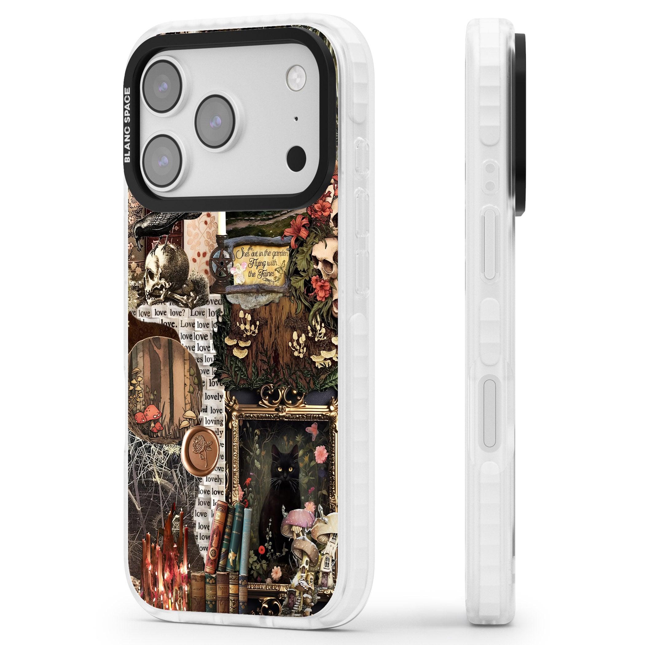 Academia Collage iPhone 17 Pro Impact Clear Phone Case Side Profile