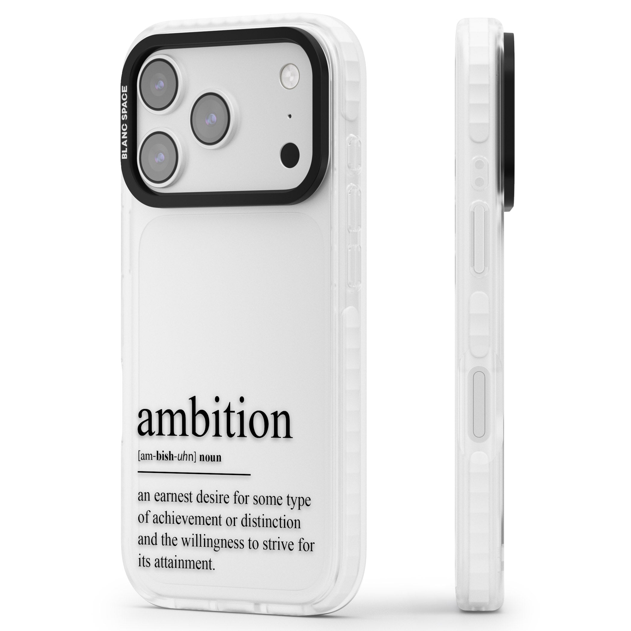 Ambition iPhone 17 Pro Impact Clear Phone Case Side Profile