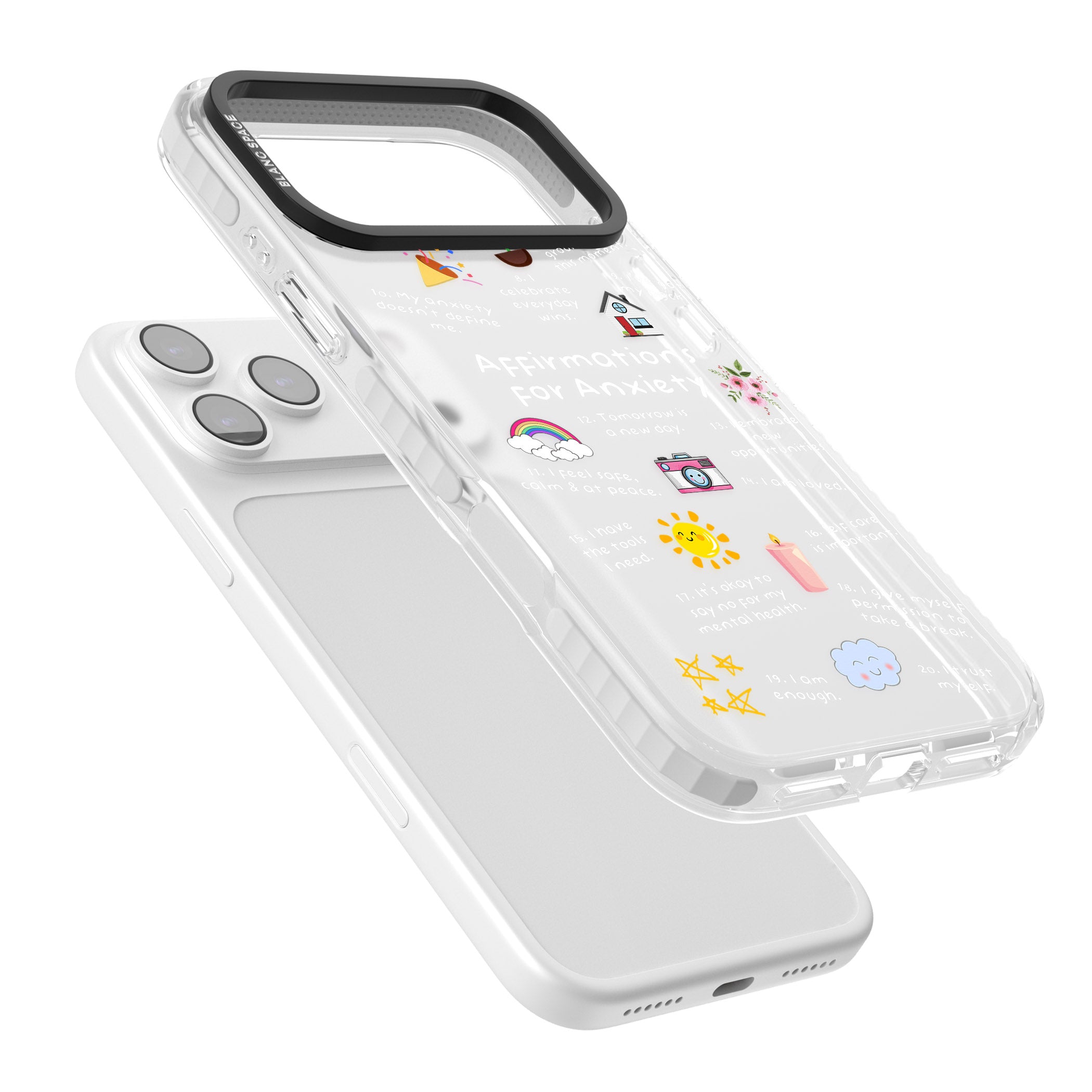 Anxiety White Text iPhone 17 Pro Impact Clear Phone Case Colours