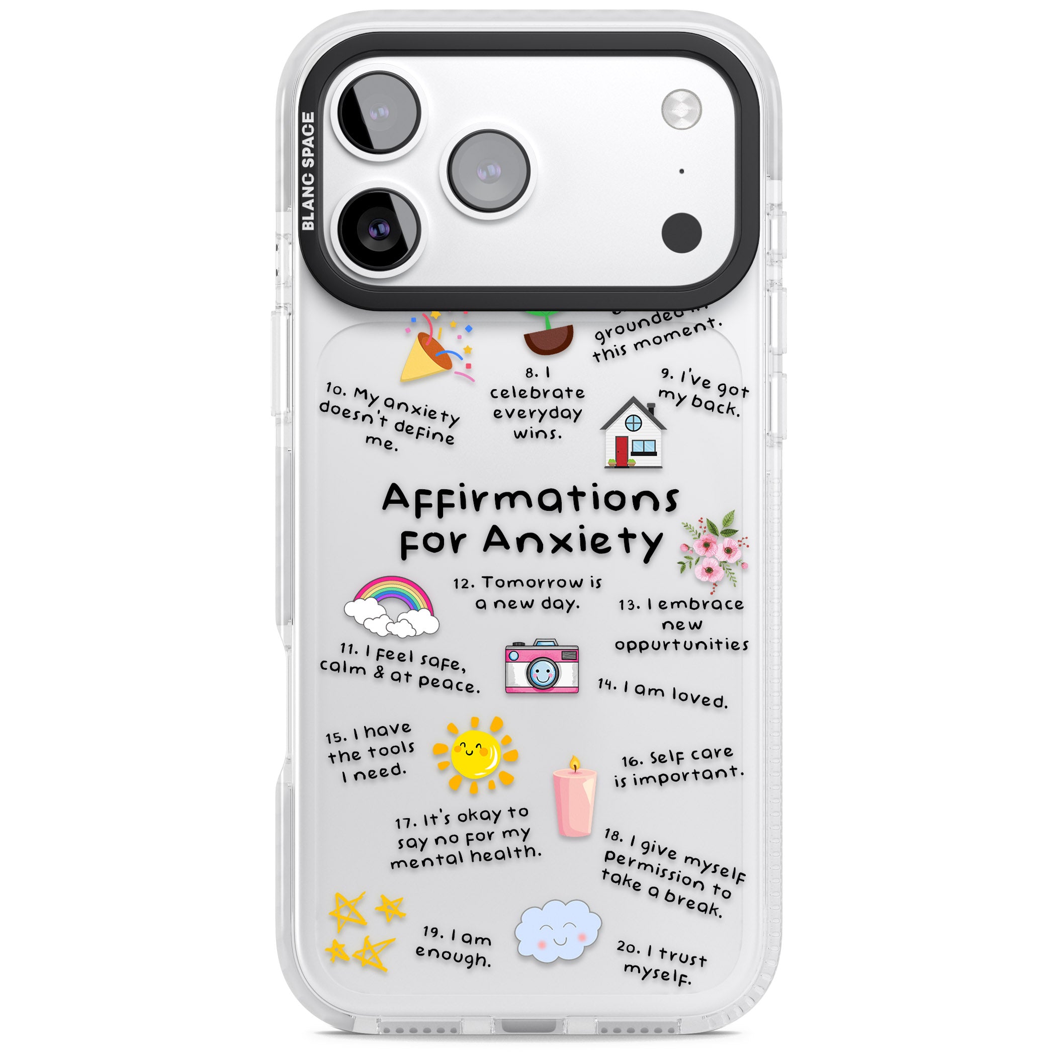 Anxiety Black Text iPhone 17 Pro Max Impact Clear Phone Case