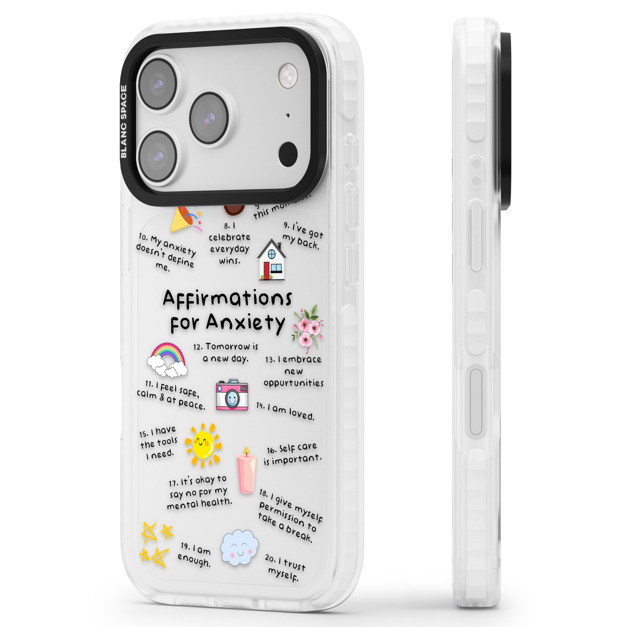 Anxiety Black Text iPhone 17 Pro Max Impact Clear Phone Case Side Profile