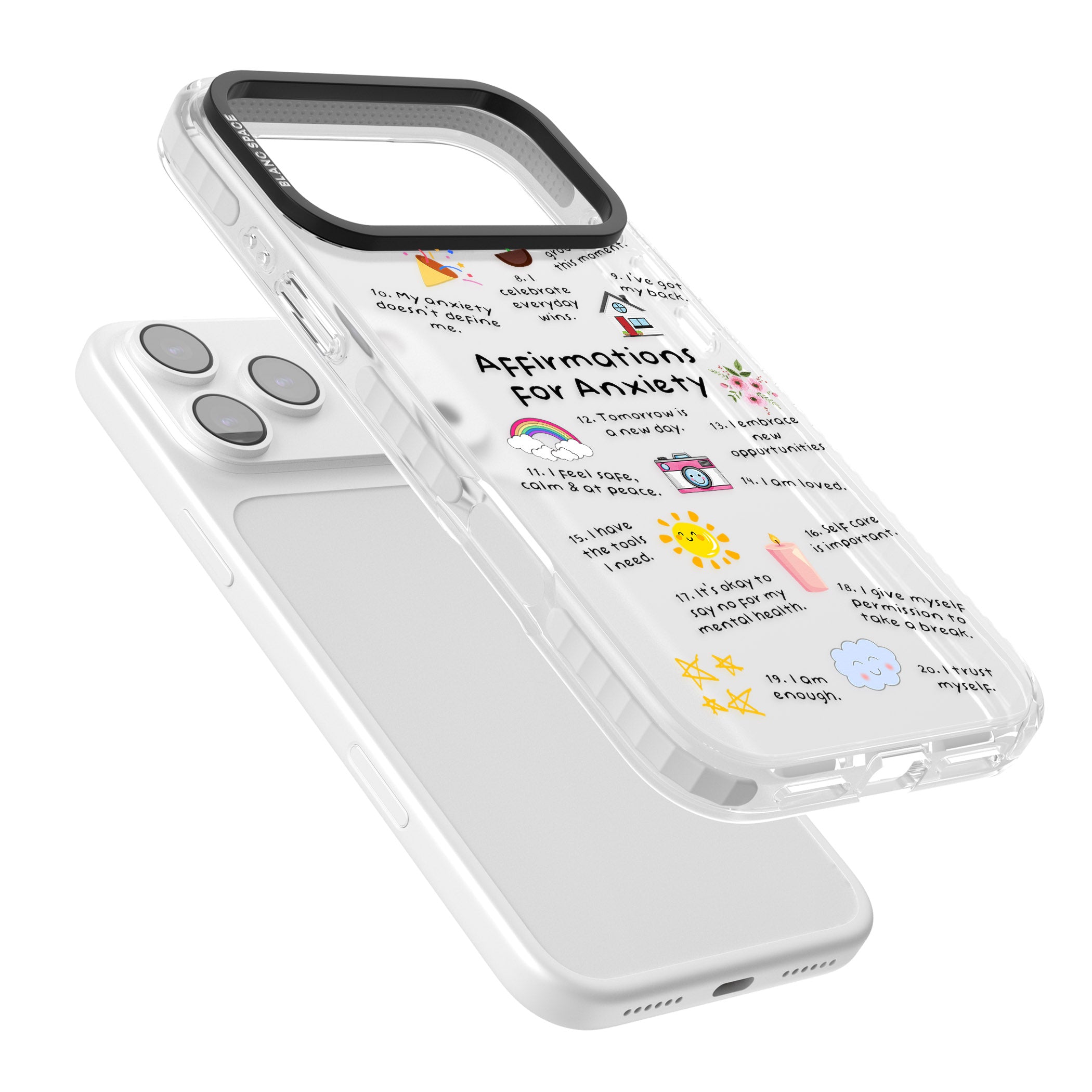Anxiety Black Text iPhone 17 Pro Max Impact Clear Phone Case Colours