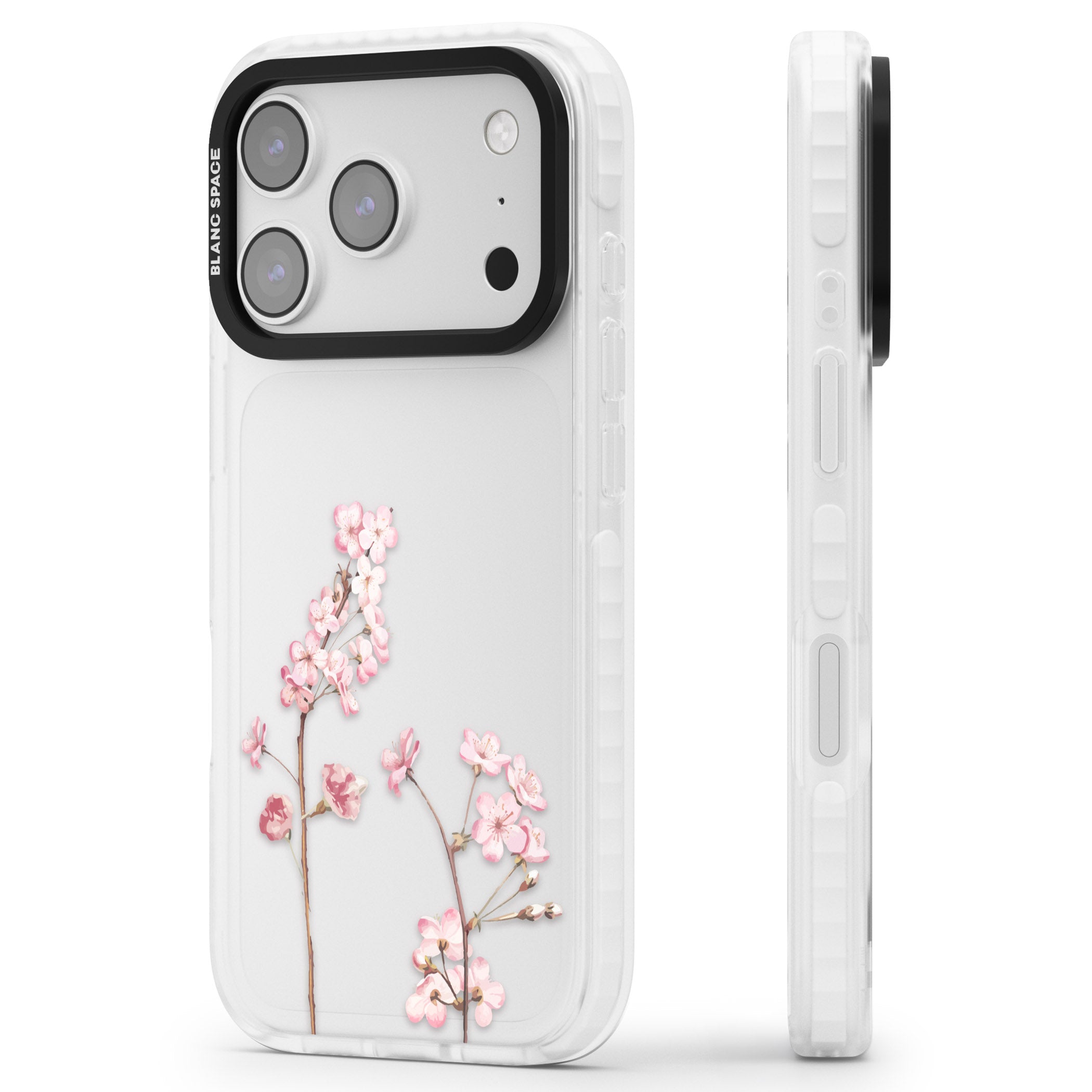 Blossom Flower iPhone 17 Pro Max Impact Clear Phone Case Side Profile