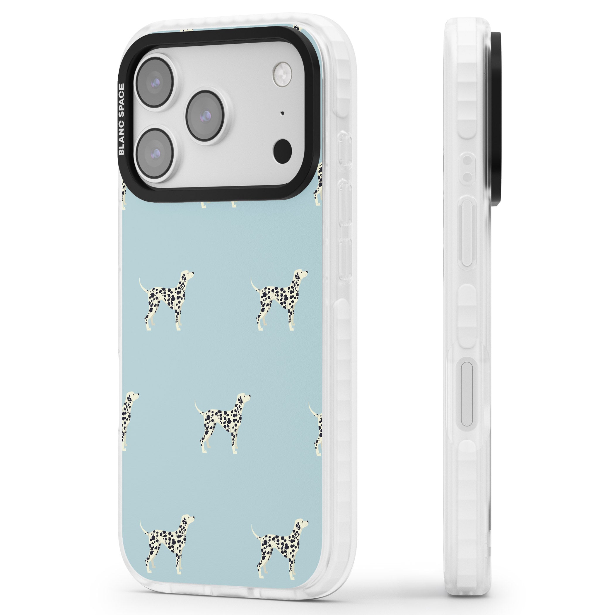 Dalmatian Pattern iPhone 17 Pro Max Impact Clear Phone Case Side Profile