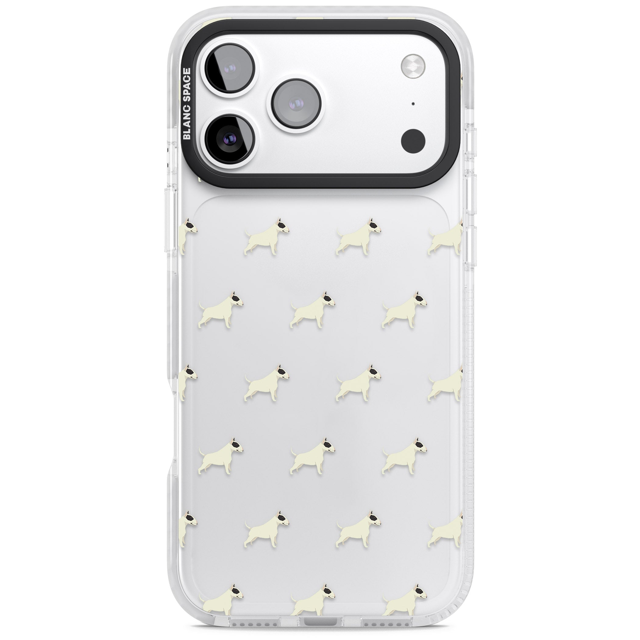 Bull Terrier Pattern iPhone 17 Pro Impact Clear Phone Case