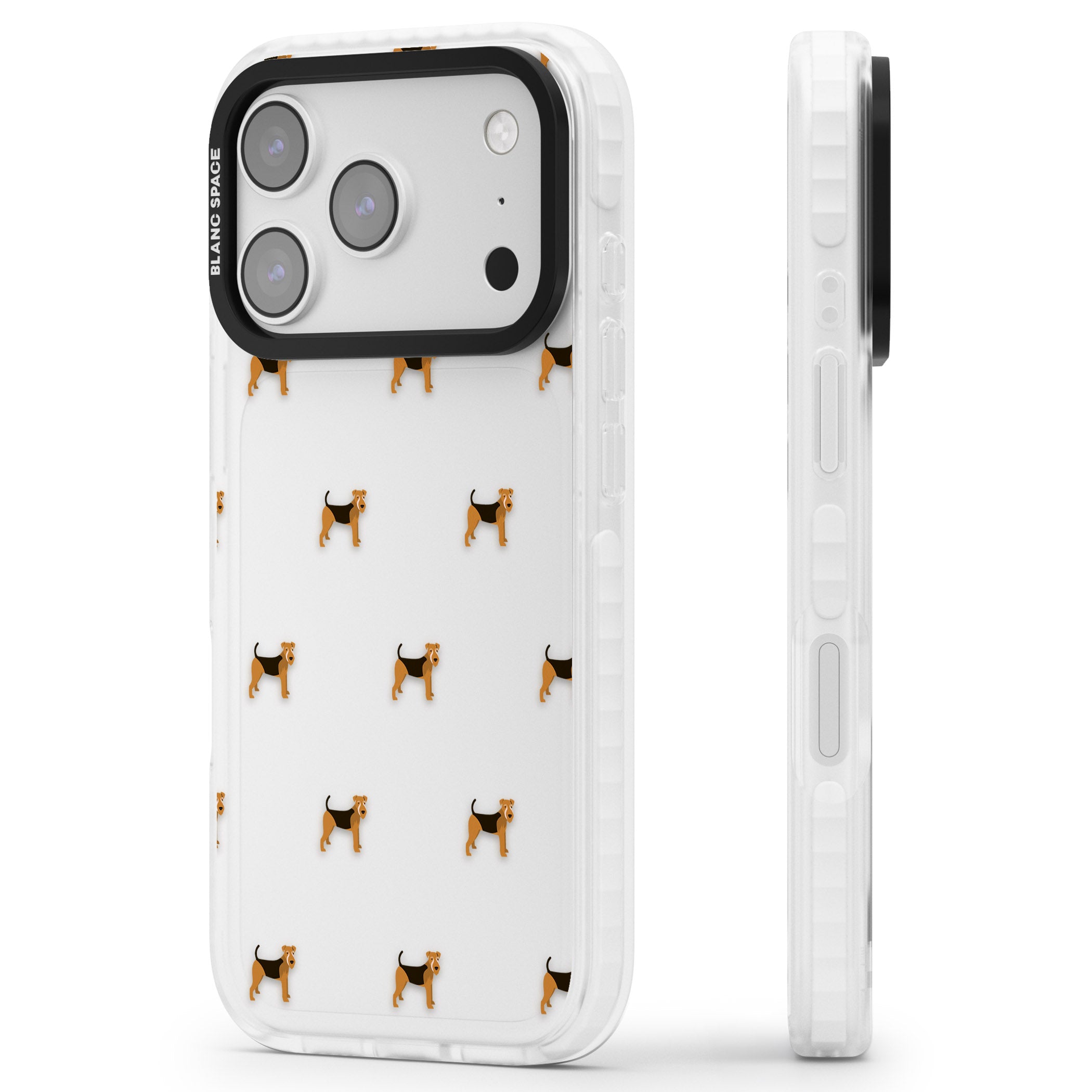 Airedale Terrier Dog Pattern iPhone 17 Pro Max Impact Clear Phone Case Side Profile