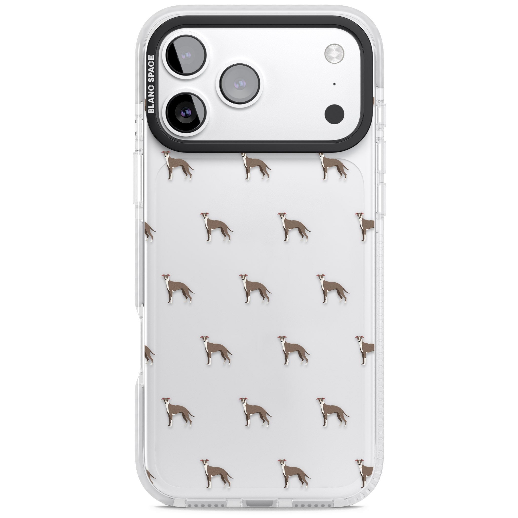 Whippet Dog Pattern Clear iPhone 17 Pro Max Impact Clear Phone Case