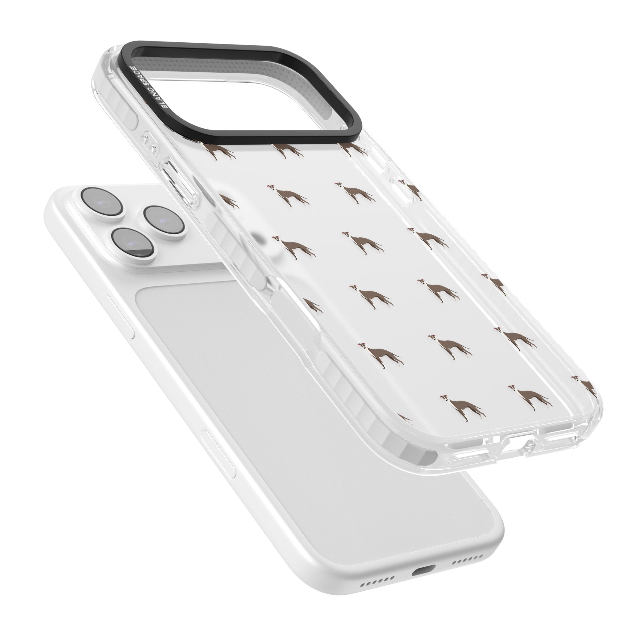 Whippet Dog Pattern Clear iPhone 17 Pro Max Impact Clear Phone Case Colours