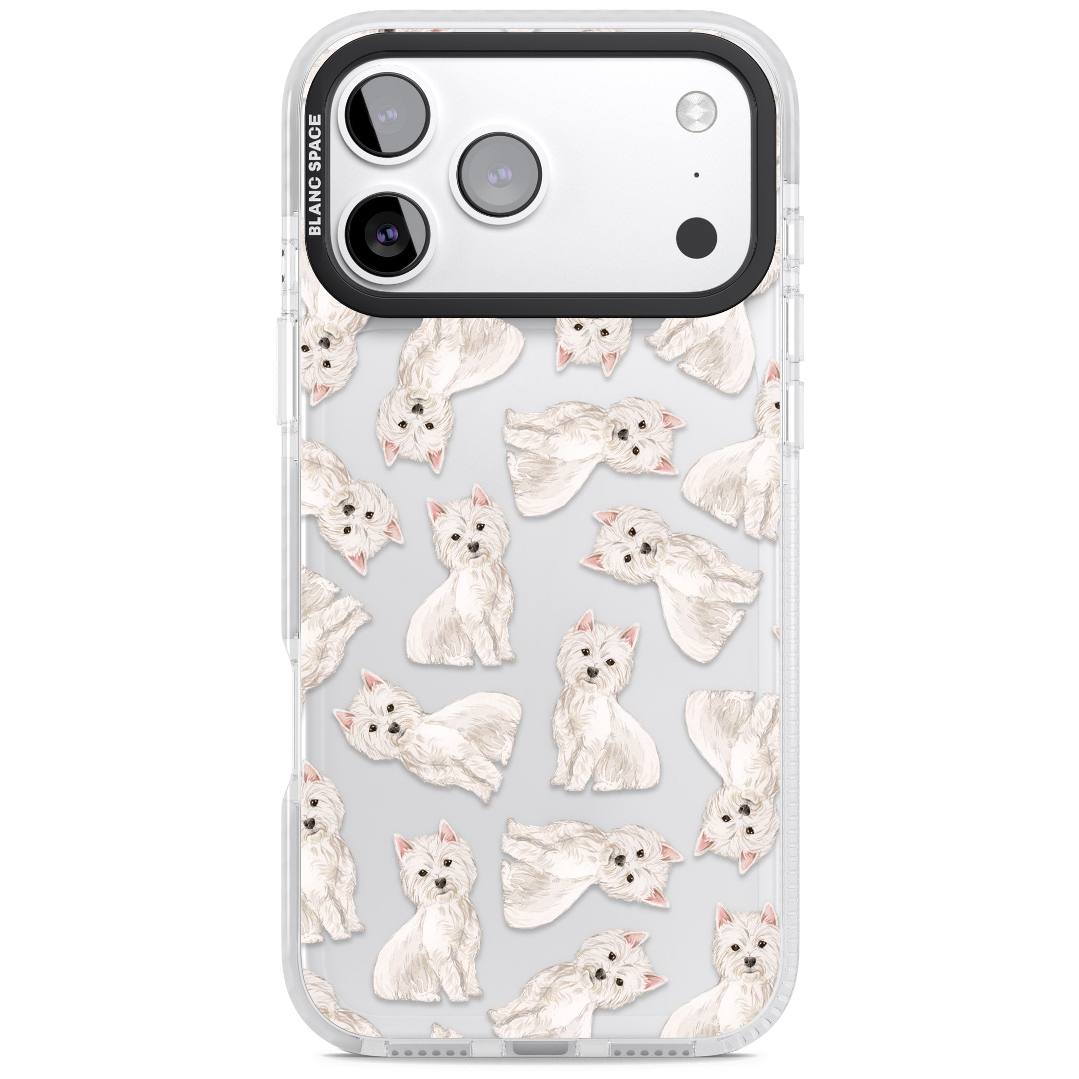 Westie Dog Pattern iPhone 17 Pro Max Impact Clear Phone Case