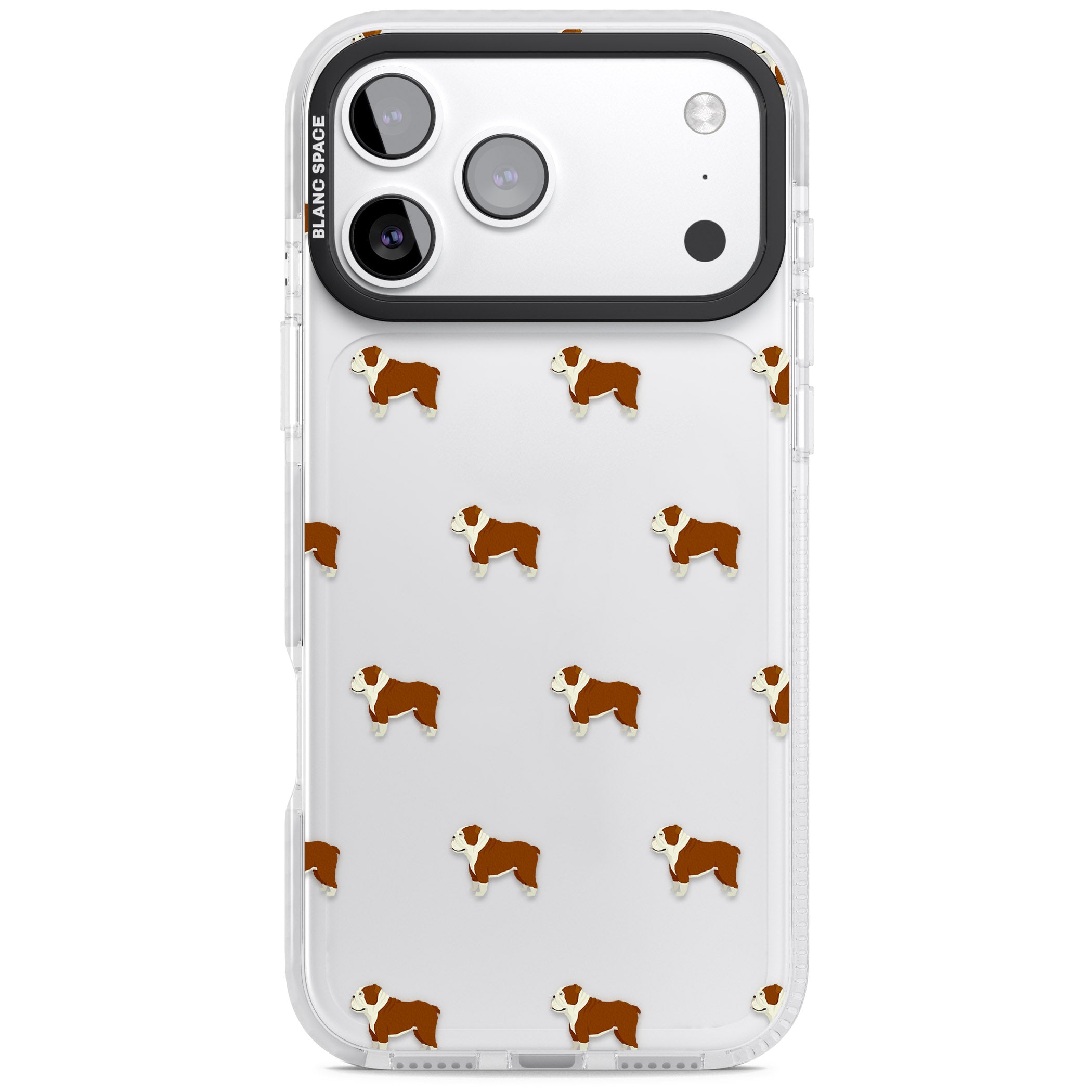 Bulldog Pattern Clear iPhone 17 Pro Impact Clear Phone Case
