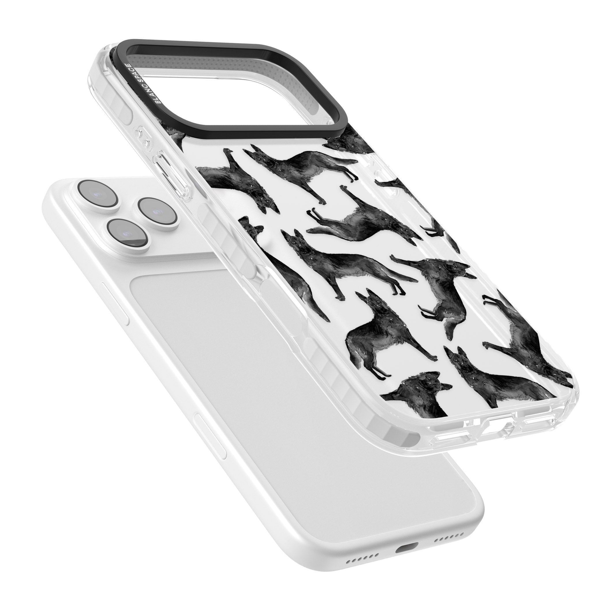 German Shepherd Pattern Black iPhone 17 Pro Max Impact Clear Phone Case Colours