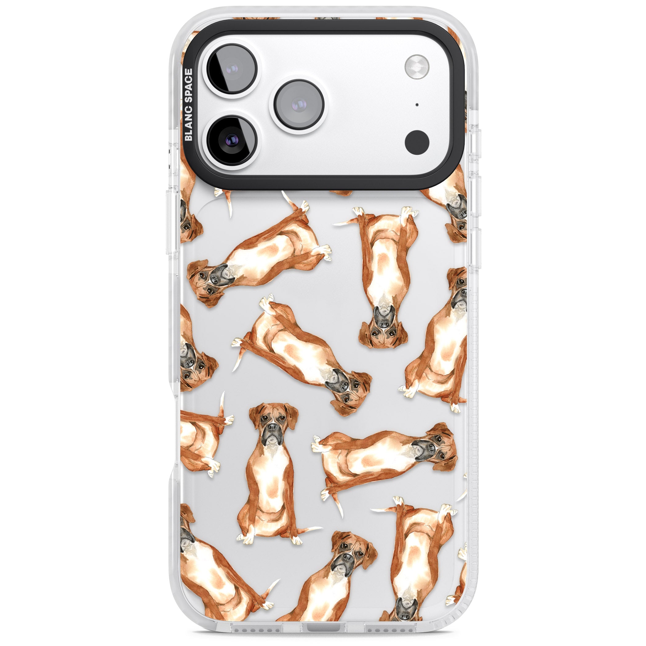 Boxer Watercolor Dog Pattern iPhone 17 Pro Max Impact Clear Phone Case