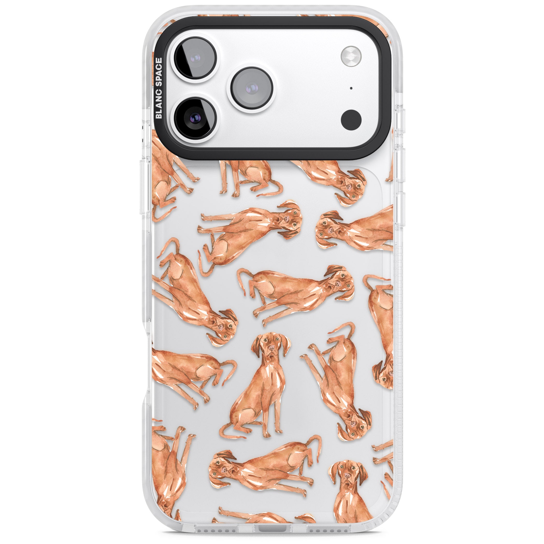 Hungarian Vizsla Watercolor Pattern iPhone 17 Pro Max Impact Clear Phone Case